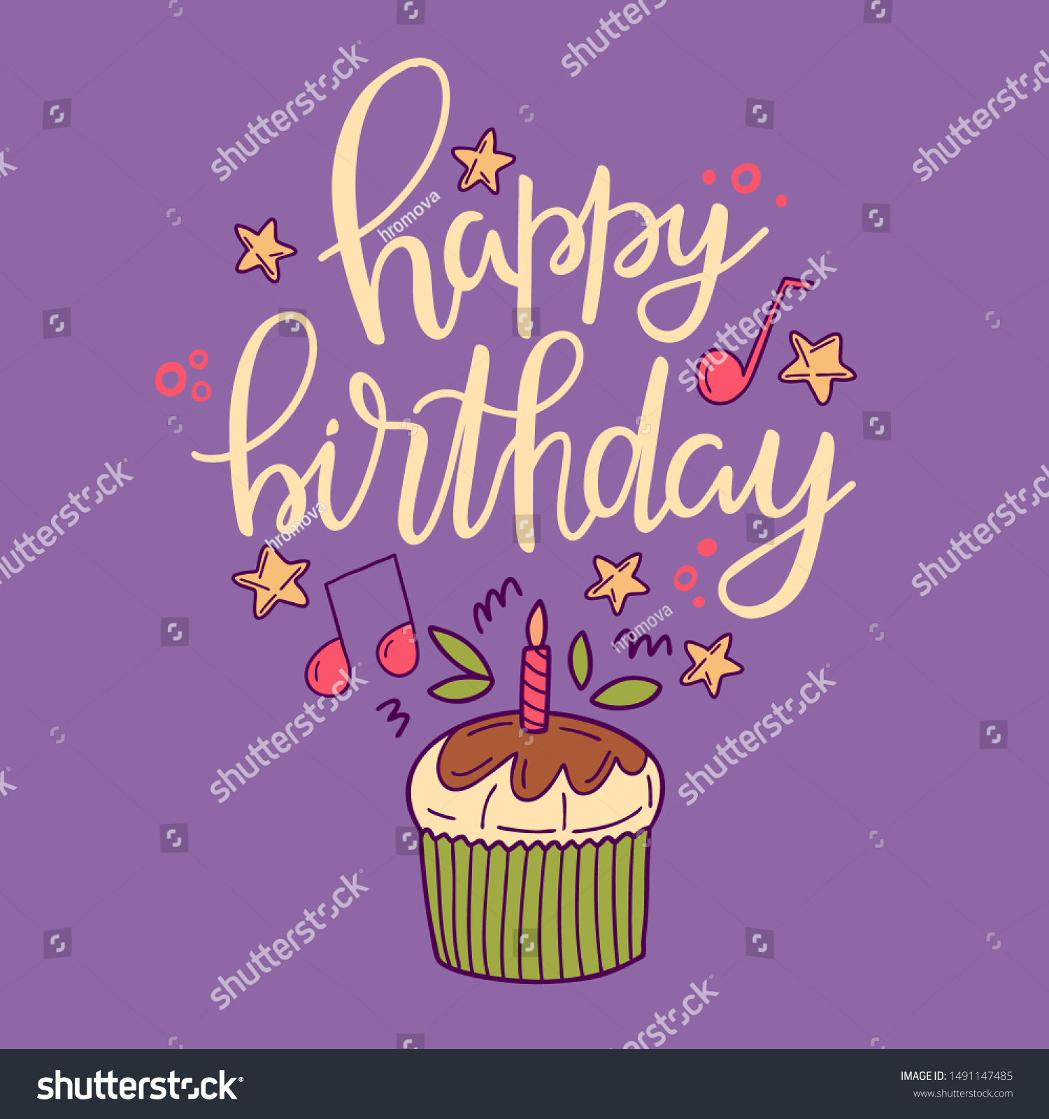 Happy Birthday Hand Drawn Phrase Drawing Stock Vector (Royalty Free ...