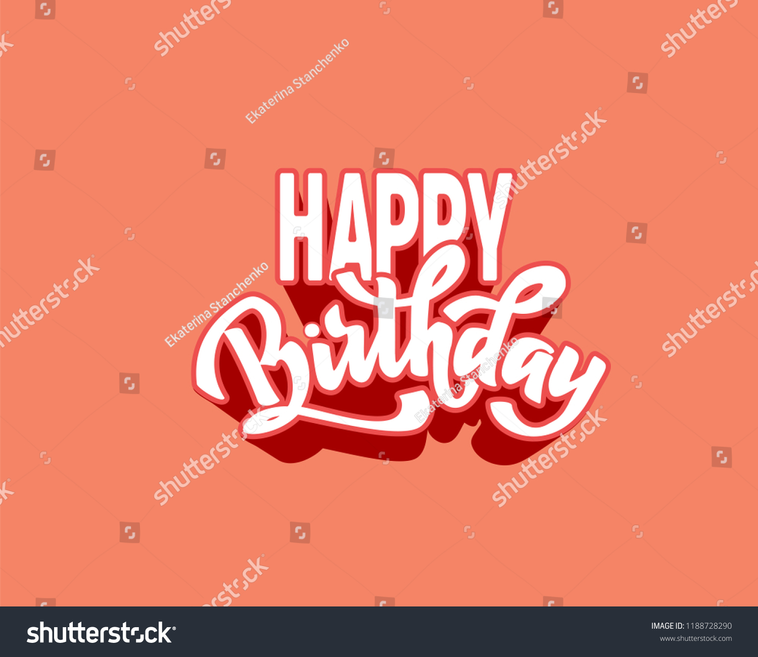 Happy Birthday Hand Lettering Text Brush 库存矢量图（免版税）1188728290