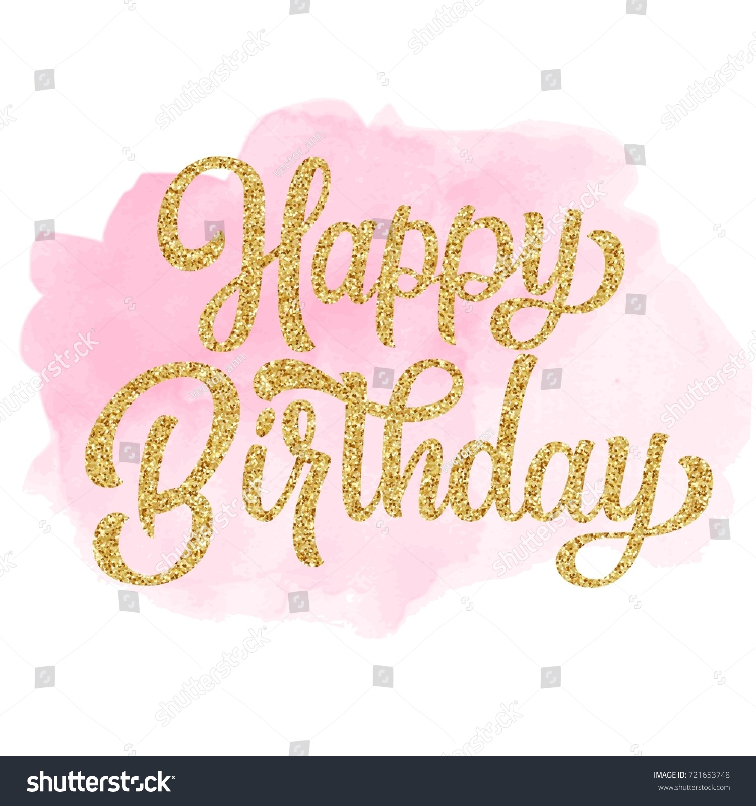 Happy Birthday Hand Lettering Golden Glitter Stock Vector 721653748 ...