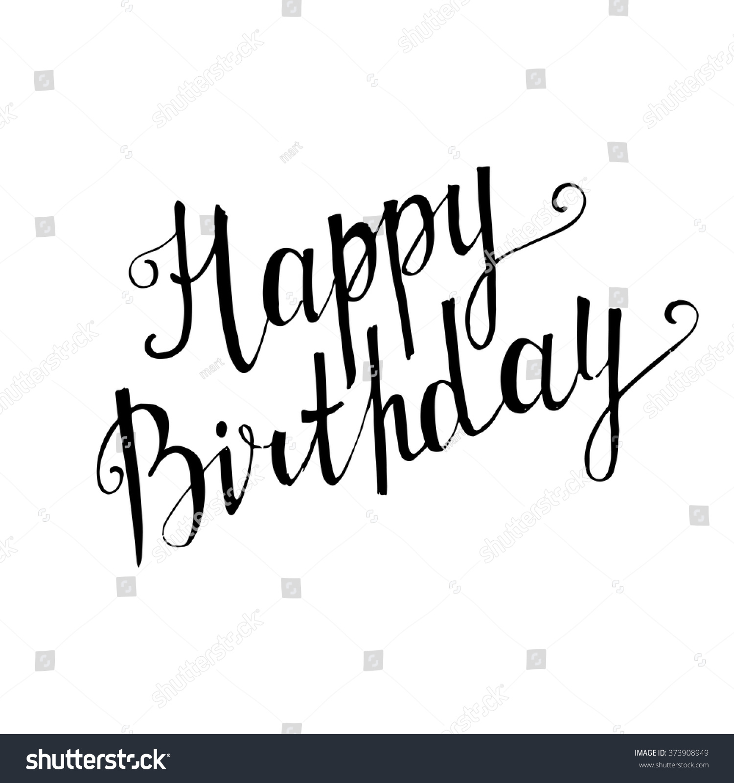 Happy Birthday Handwritten Lettering On White Stock Vector 373908949 ...