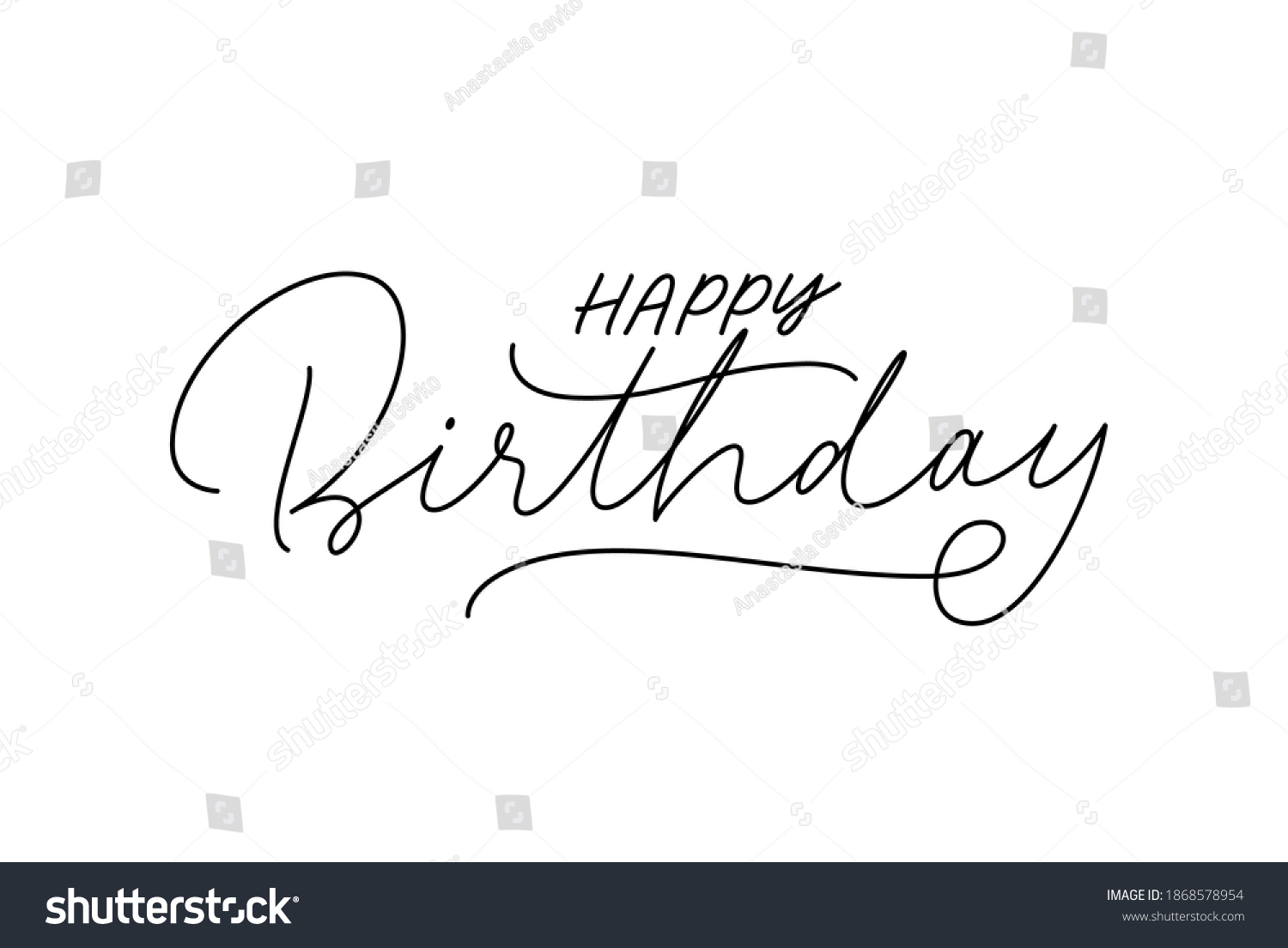 Happy Birthday Handwritten Modern Line Lettering Stock Vector (Royalty ...