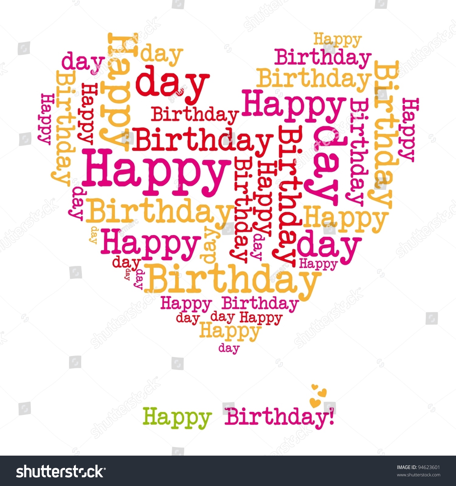 Happy Birthday Heart Isolated Over White Stock Vector 94623601