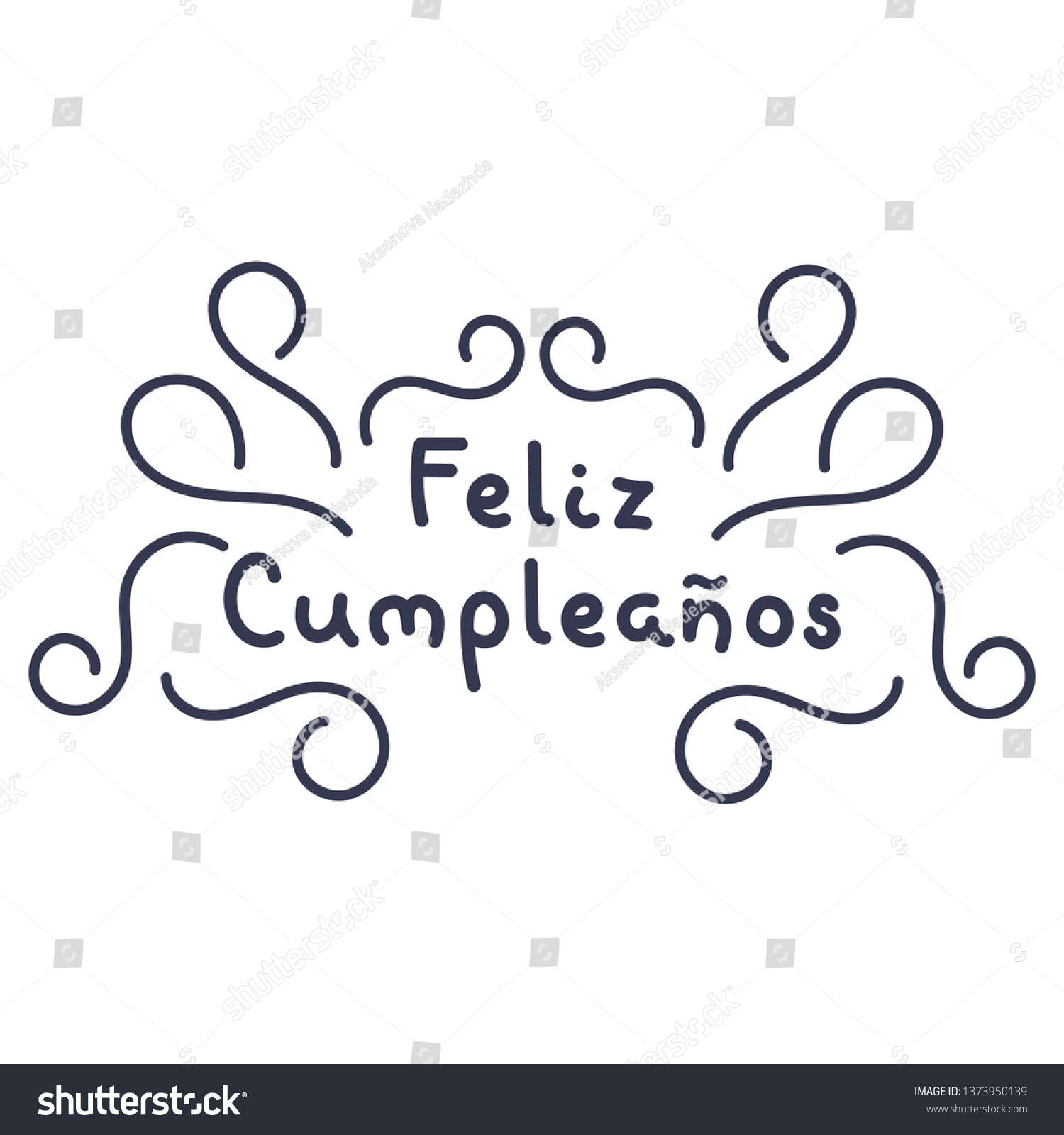 Happy Birthday Spanish Feliz Cumpleanos Lettering Stock Vector (Royalty ...