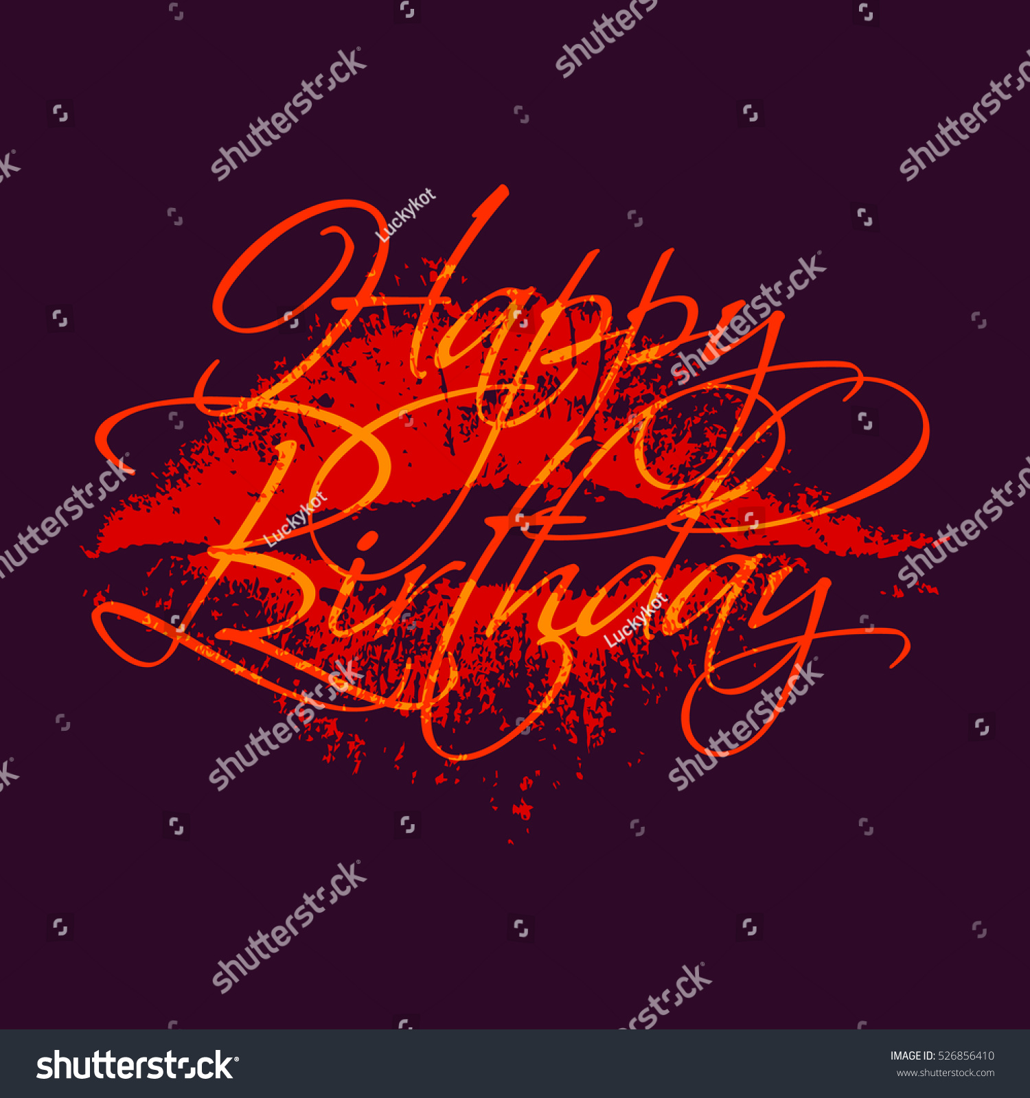 Happy Birthday Inscription With Lipstick Kiss. Greeting Card Template ...