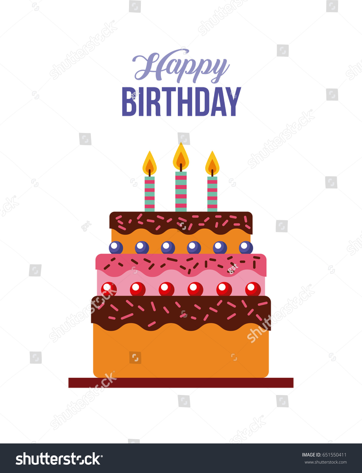 Happy Birthday Kawaii Cake Stock Vector (Royalty Free) 651550411 ...