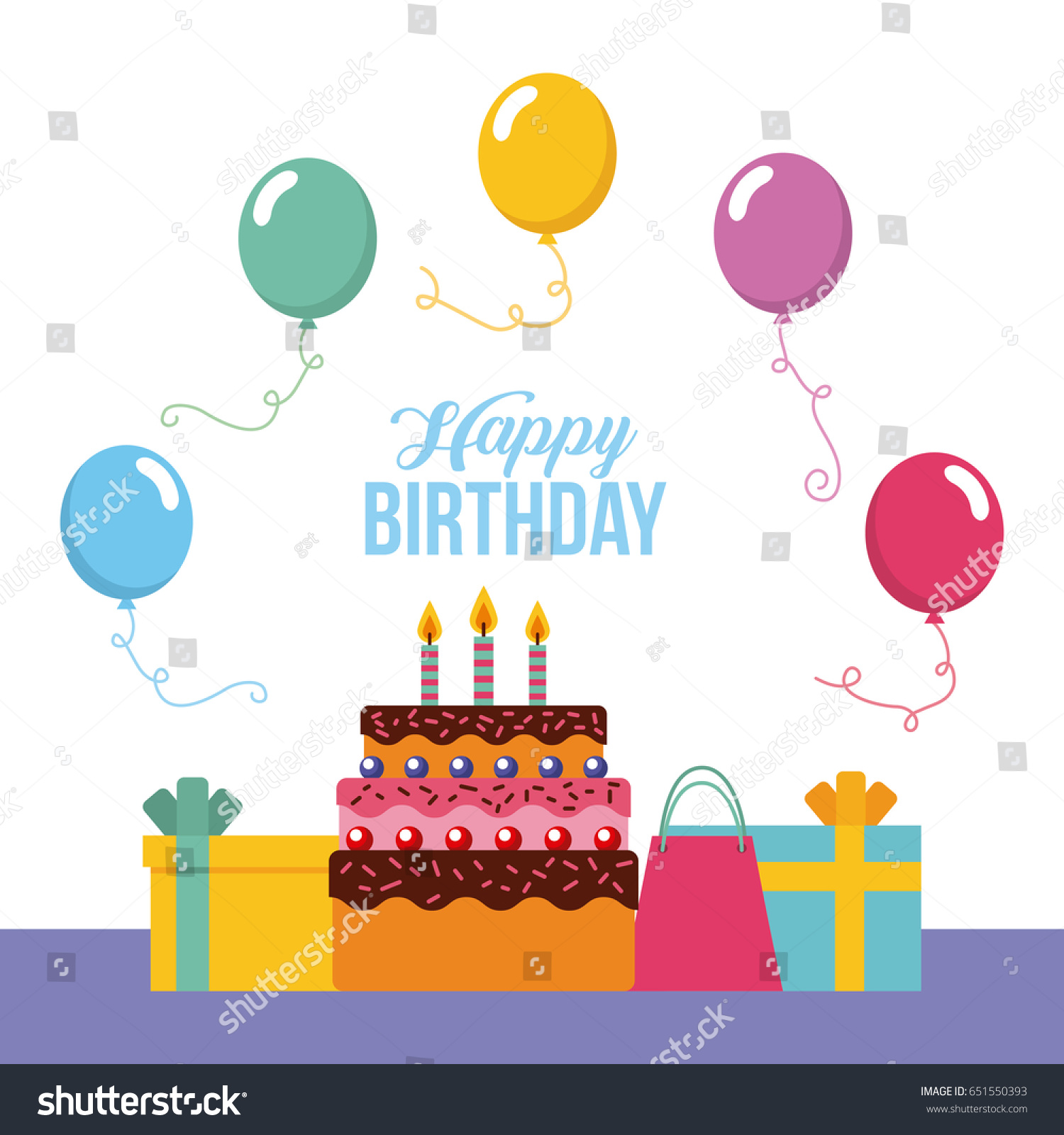 Happy Birthday Kawaii Gifts Stock Vector Royalty Free