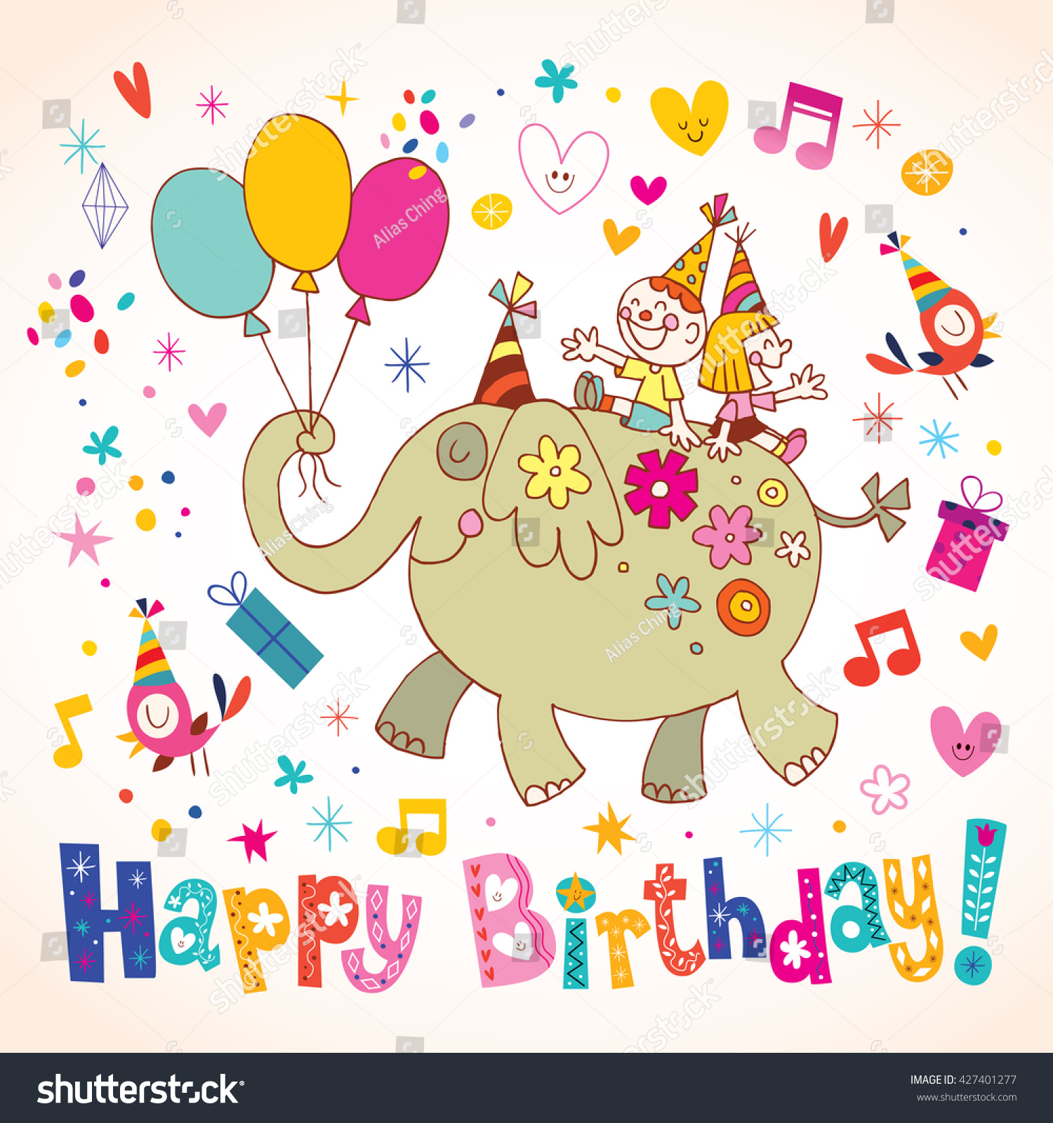 Happy Birthday Kids Greeting Card Stock Vector 427401277 - Shutterstock