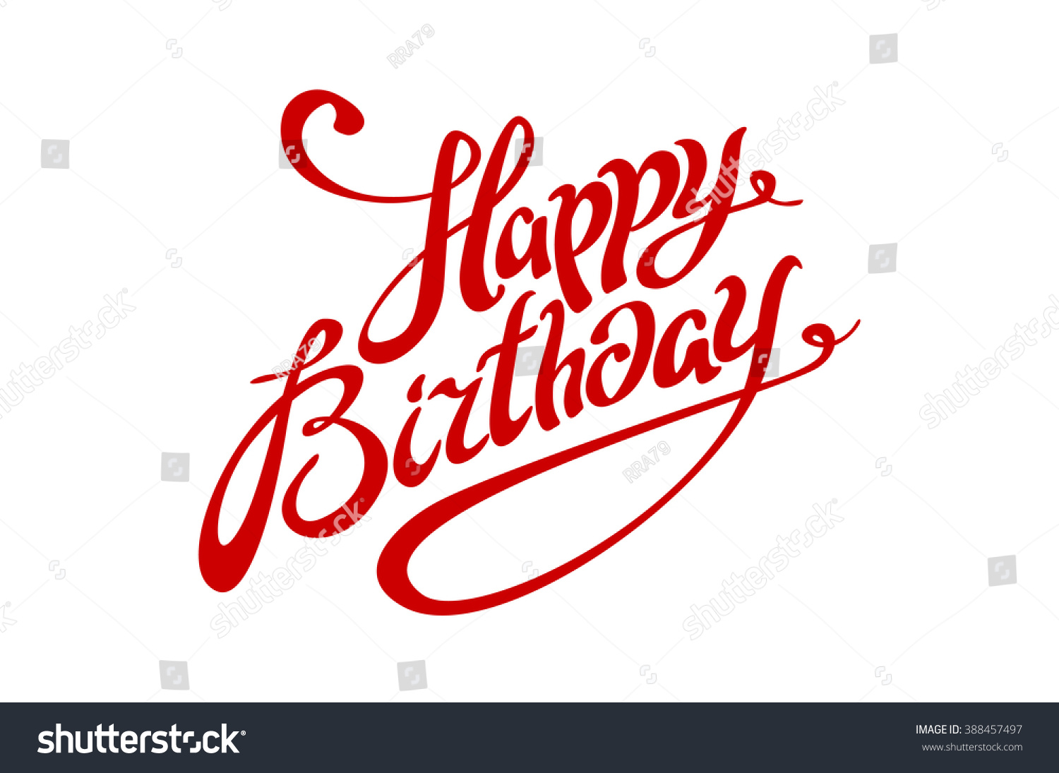 Happy Birthday Lettering Calligraphy Vector Red Card Art - 388457497 ...