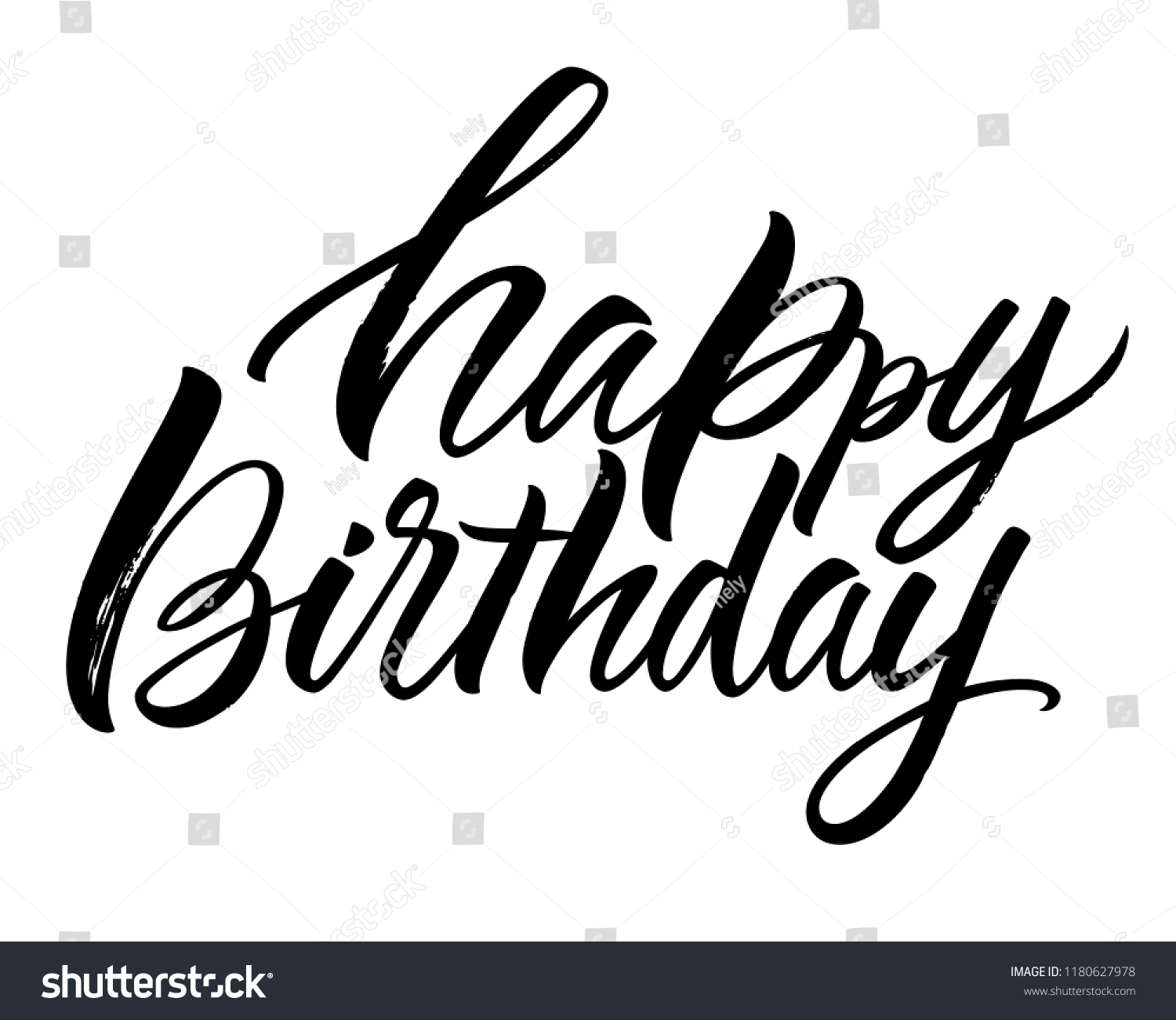 Happy Birthday Lettering Handwritten Modern Calligraphy Stock Vector ...