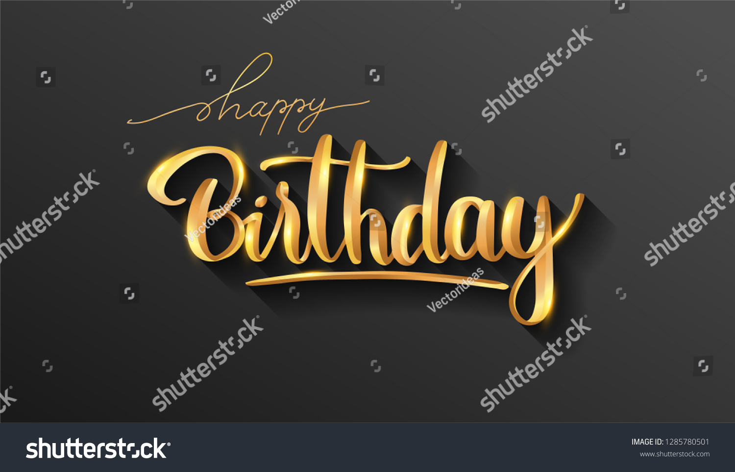 Happy Birthday Lettering Text Banner Gold Stock Vector (Royalty Free ...