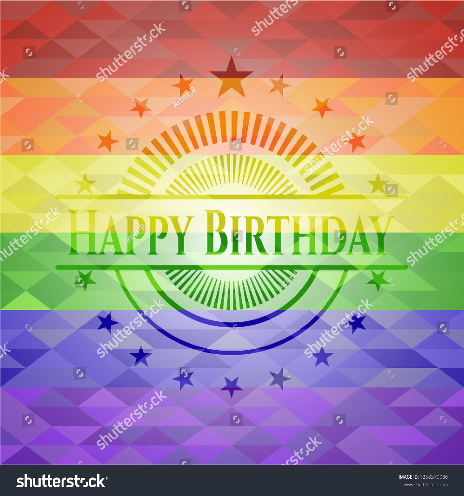 Happy Birthday Lgbt Colors Emblem: เวกเตอร์สต็อก (ปลอดค่าลิขสิทธิ์ 