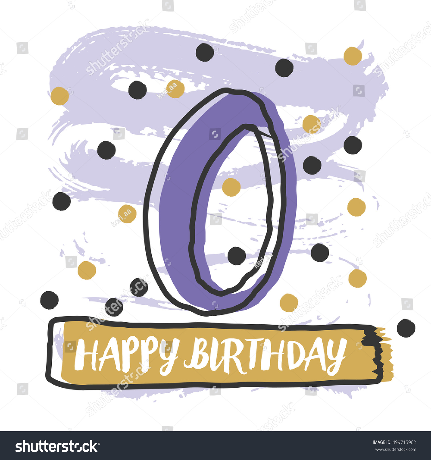 Happy Birthday Number 0 Vector Illustration Stock Vector Royalty Free