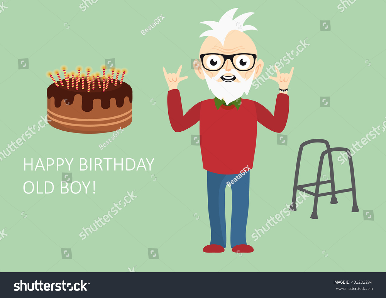 Happy Birthday Old Boy Funny Birthday Stock Vector (Royalty Free ...
