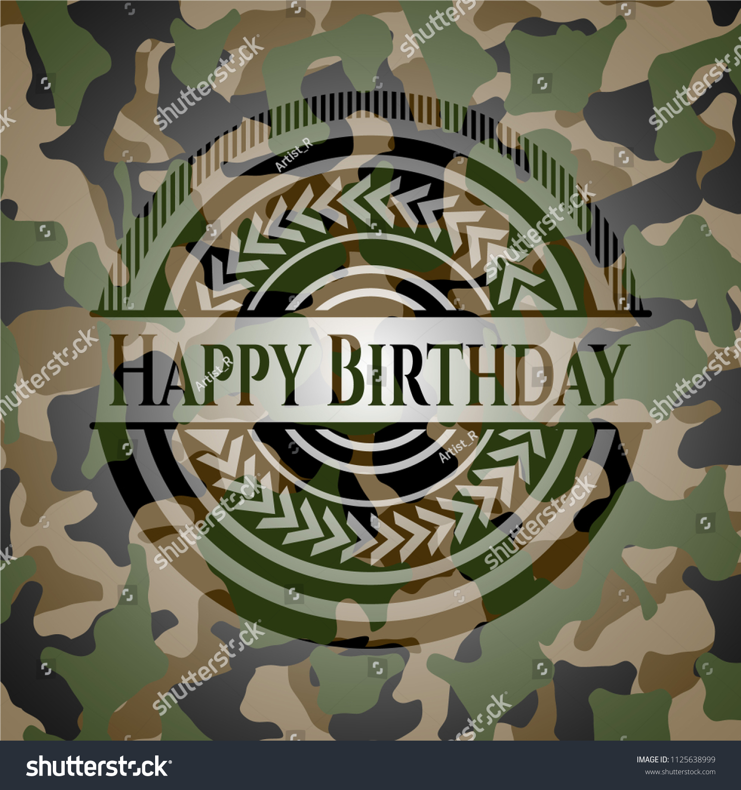 Happy Birthday On Camouflage Pattern のベクター画像素材 ロイヤリティフリー