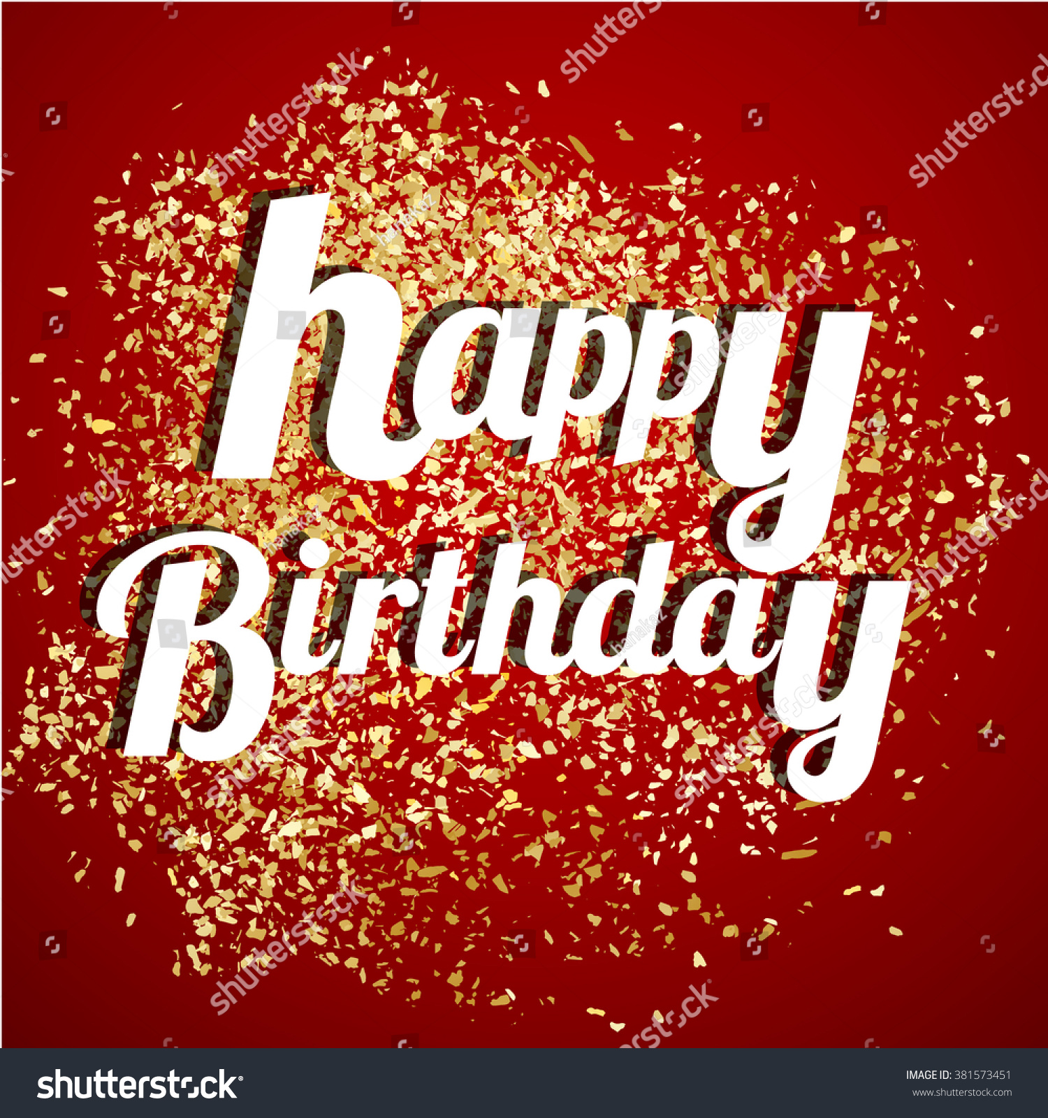 Happy Birthday Paper Sign Over Gold Confetti. Vector Holiday ...