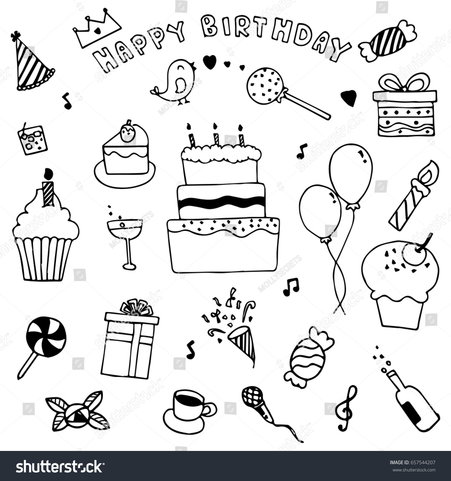 Happy Birthday Party Elements Vector Set Stock Vector Royalty