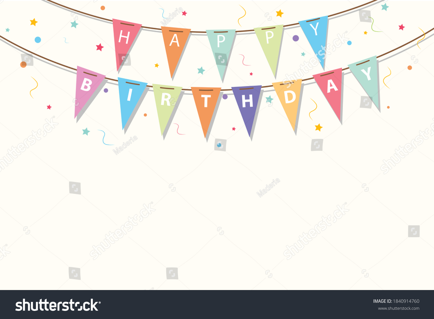 Happy Birthday Party Flags Colorful On Stock Vector (Royalty Free ...