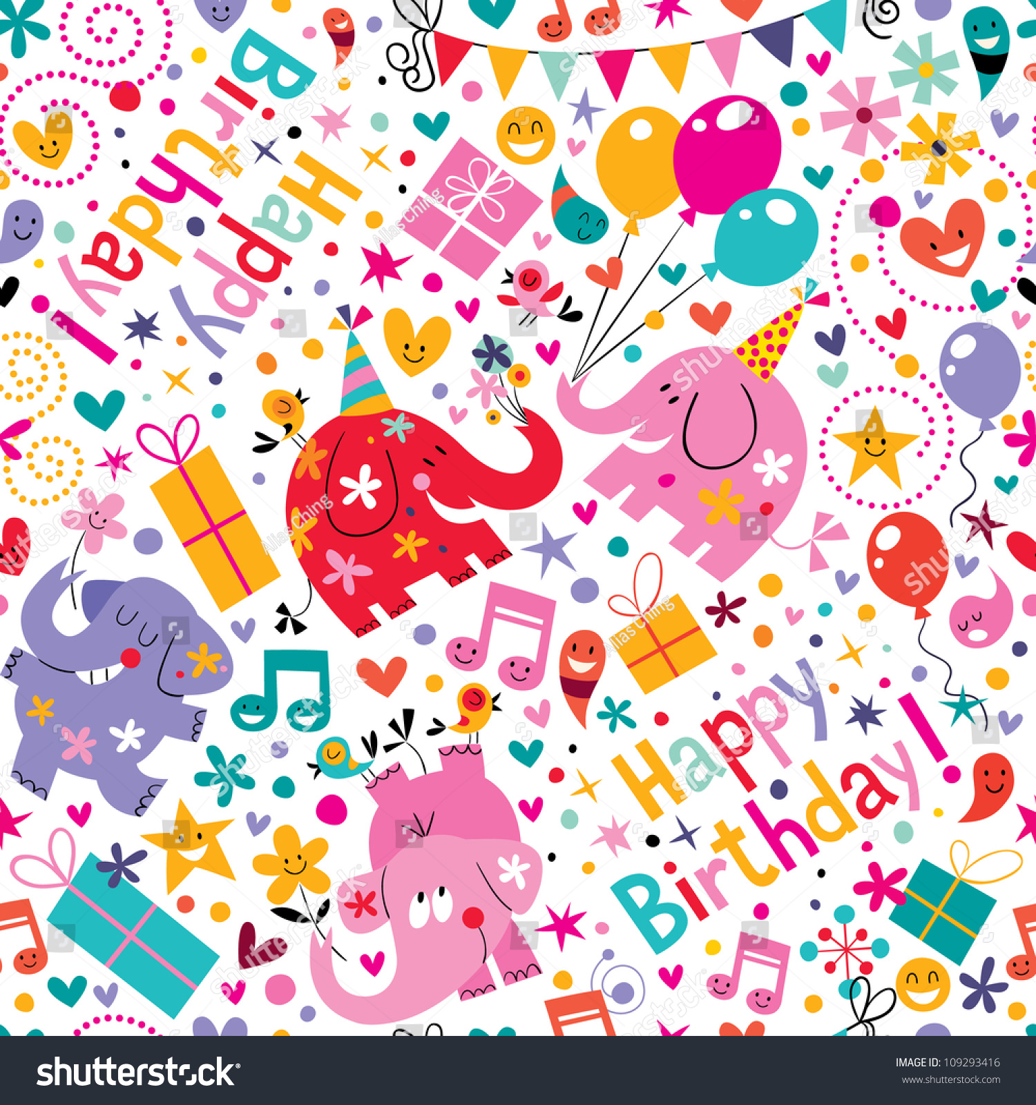 Happy Birthday Pattern Stock Vector (Royalty Free) 109293416