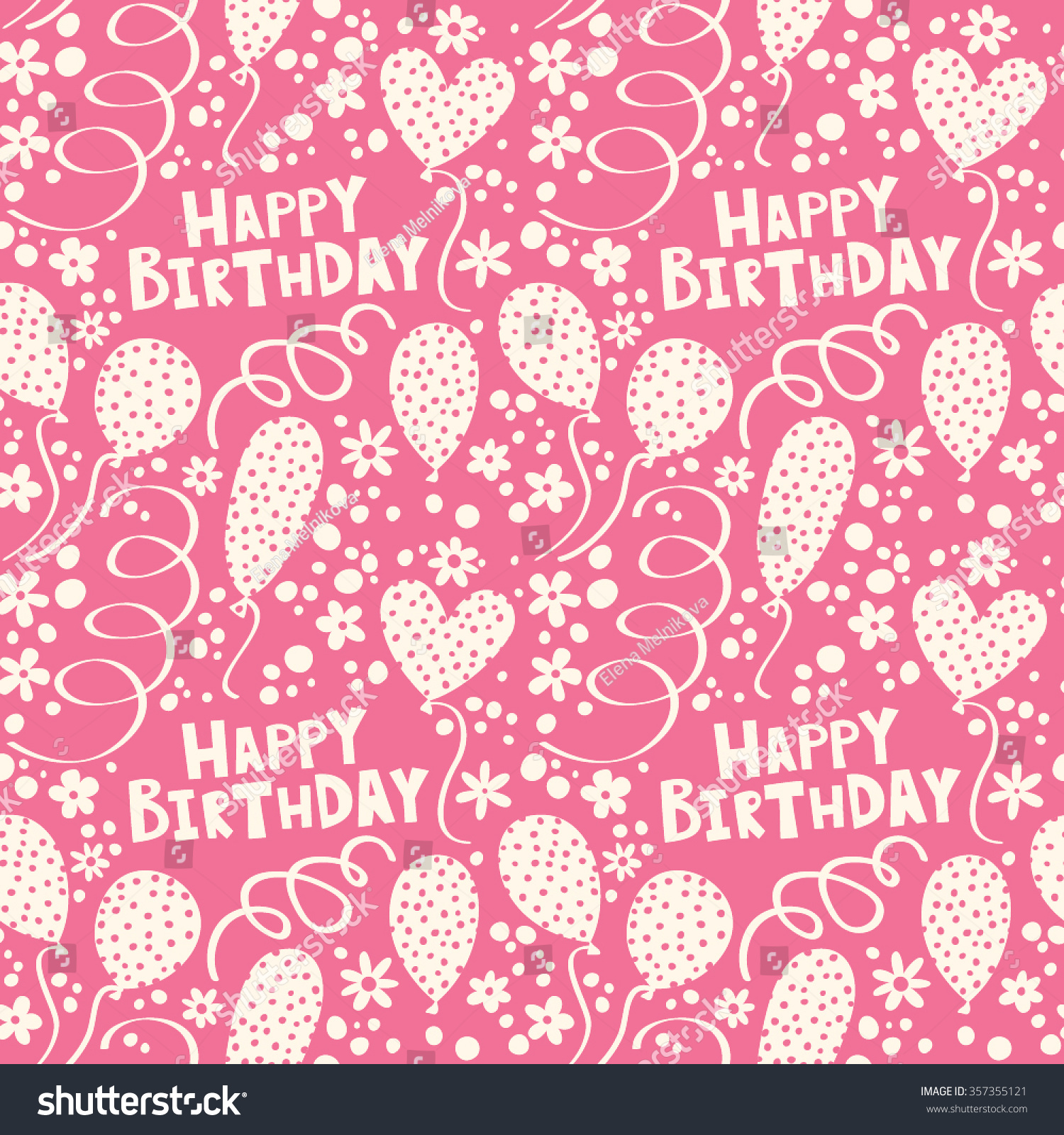 Happy Birthday Pattern Balloons Streamers On Stock Vector 357355121 ...