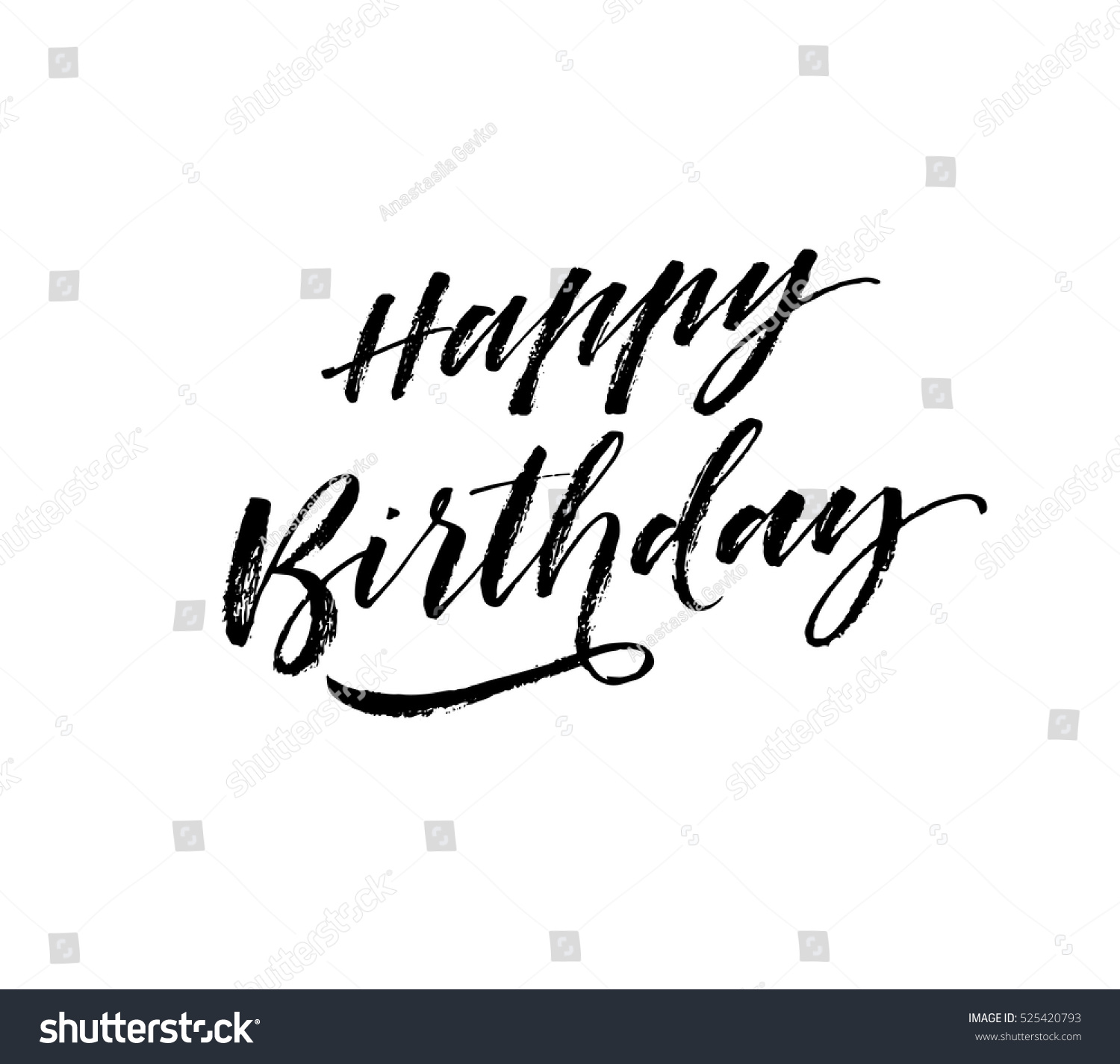 Happy Birthday Postcard Ink Illustration Modern Stock Vector (Royalty ...