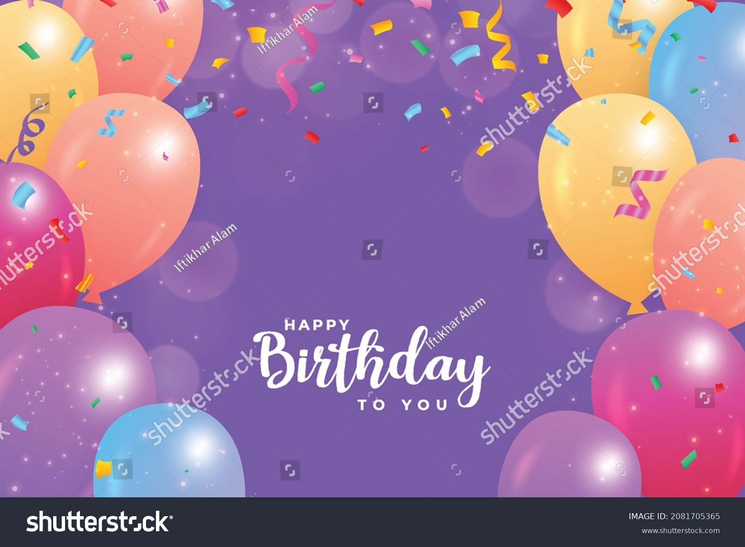 Happy Birthday Purple Background Bokeh Balloons Stock Vector (Royalty ...