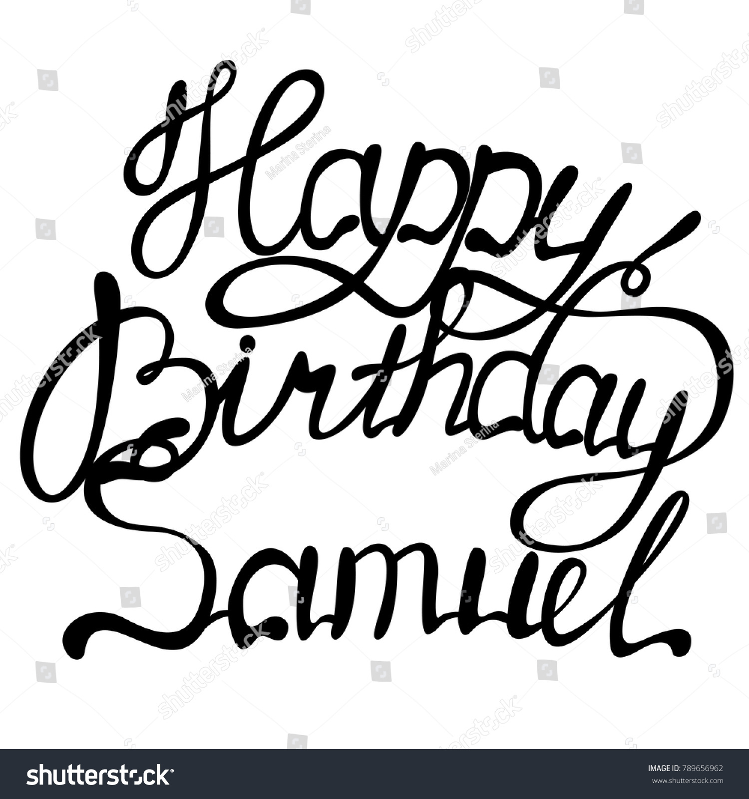 Happy Birthday Samuel Name Lettering Stock Vector Royalty Free