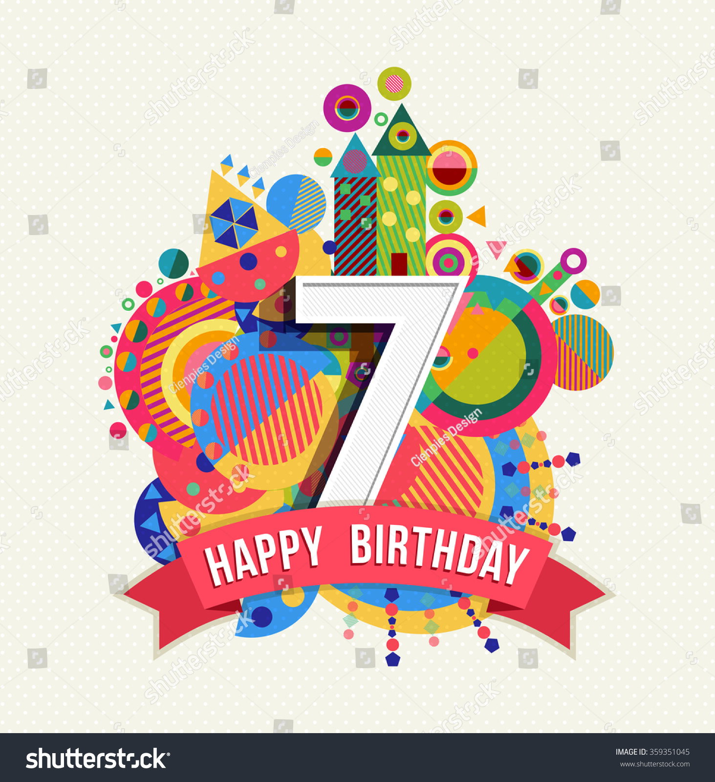 Download Happy Birthday Seven 7 Year Fun Stock Vector 359351045 ...