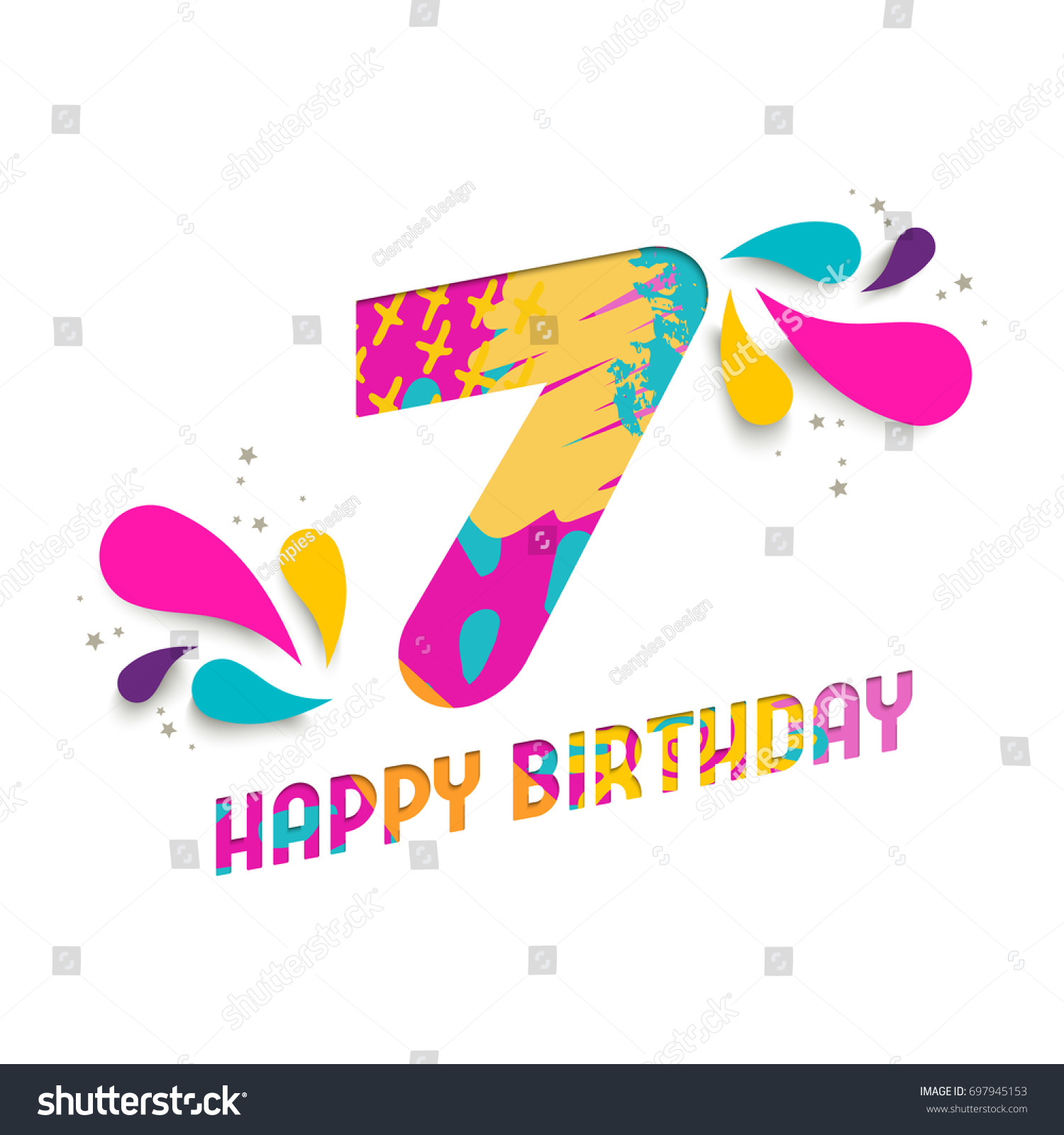 Image Vectorielle De Stock De Joyeux Anniversaire Sept Ans Numero De