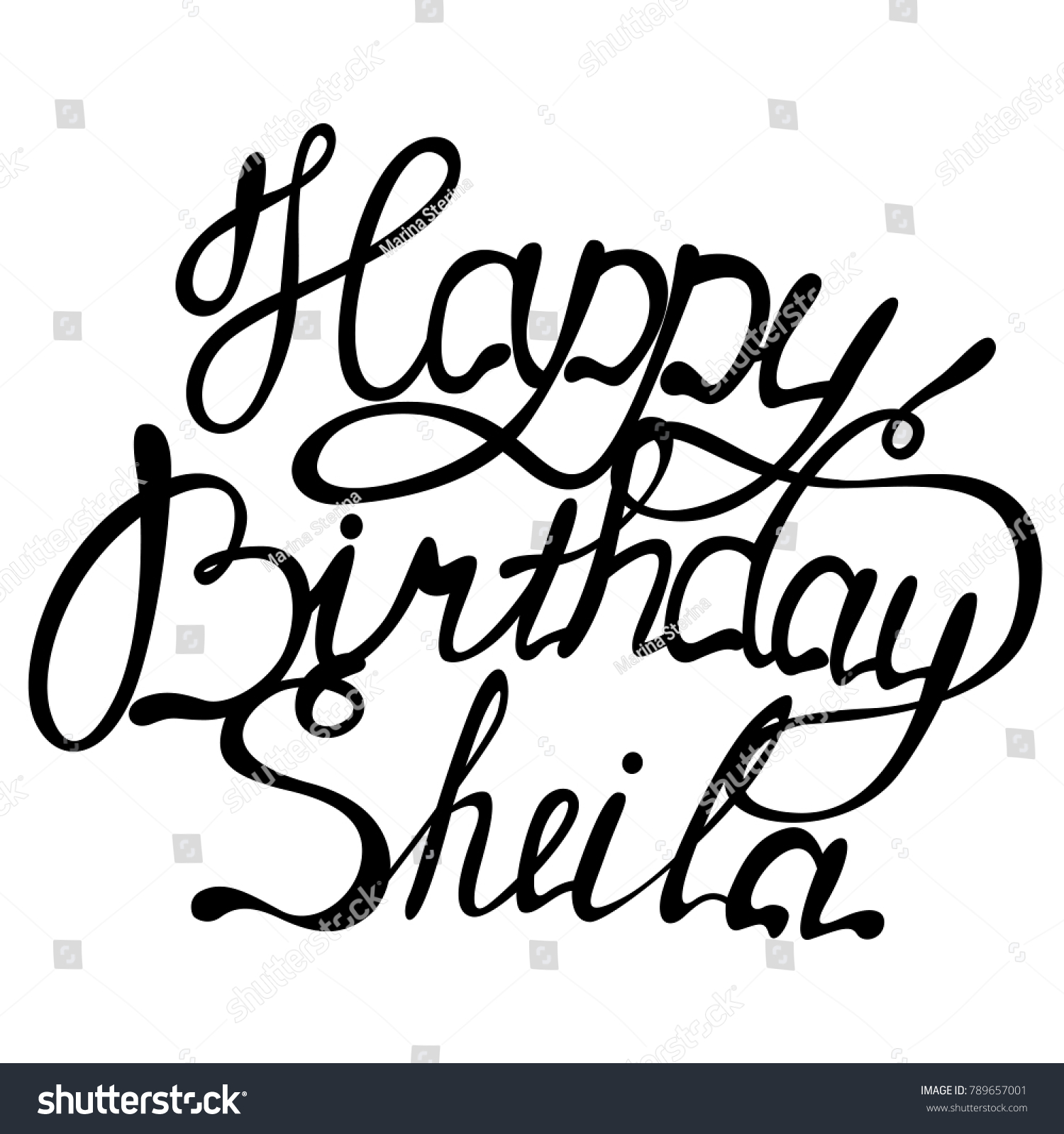 Happy Birthday Sheila Name Lettering