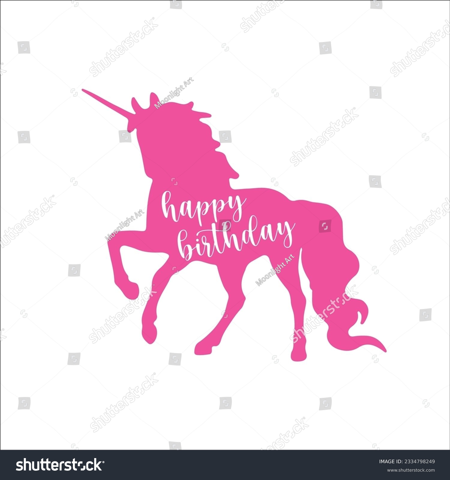 SVG of Happy Birthday Svg, Unicorn Svg, Silhouette, Unicorn Clip Art, Graphics Svg, Magical Unicorn, Unicorn Design, Cricut Cut File, Svg Files for Cricut svg