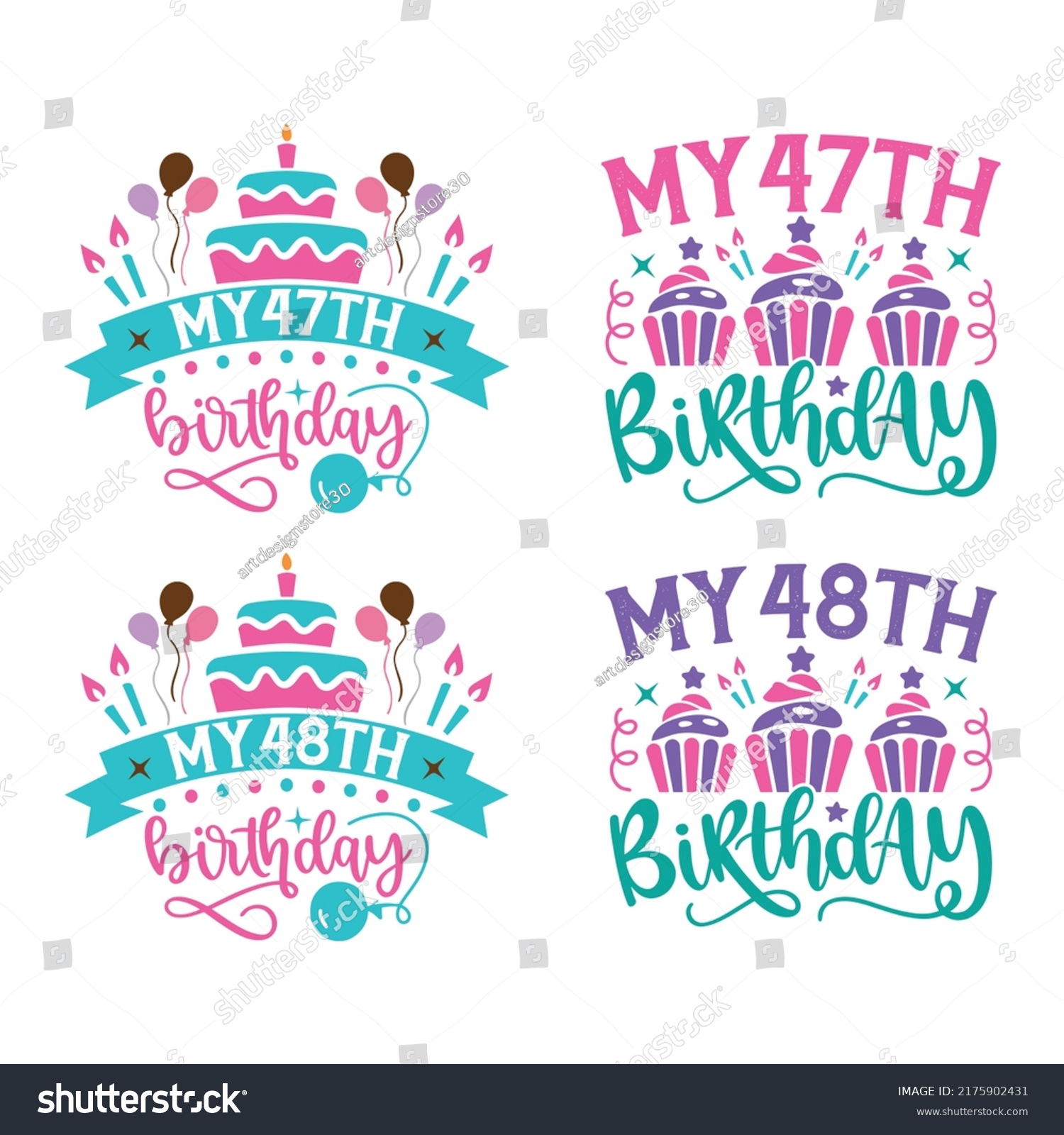 SVG of Happy Birthday T-shirt And SVG Design Bundle, Happy Birthday card design elements. Birthday party design for postcard graphic design. Vector EPS Editable File Bundle, can you download this bundle. svg