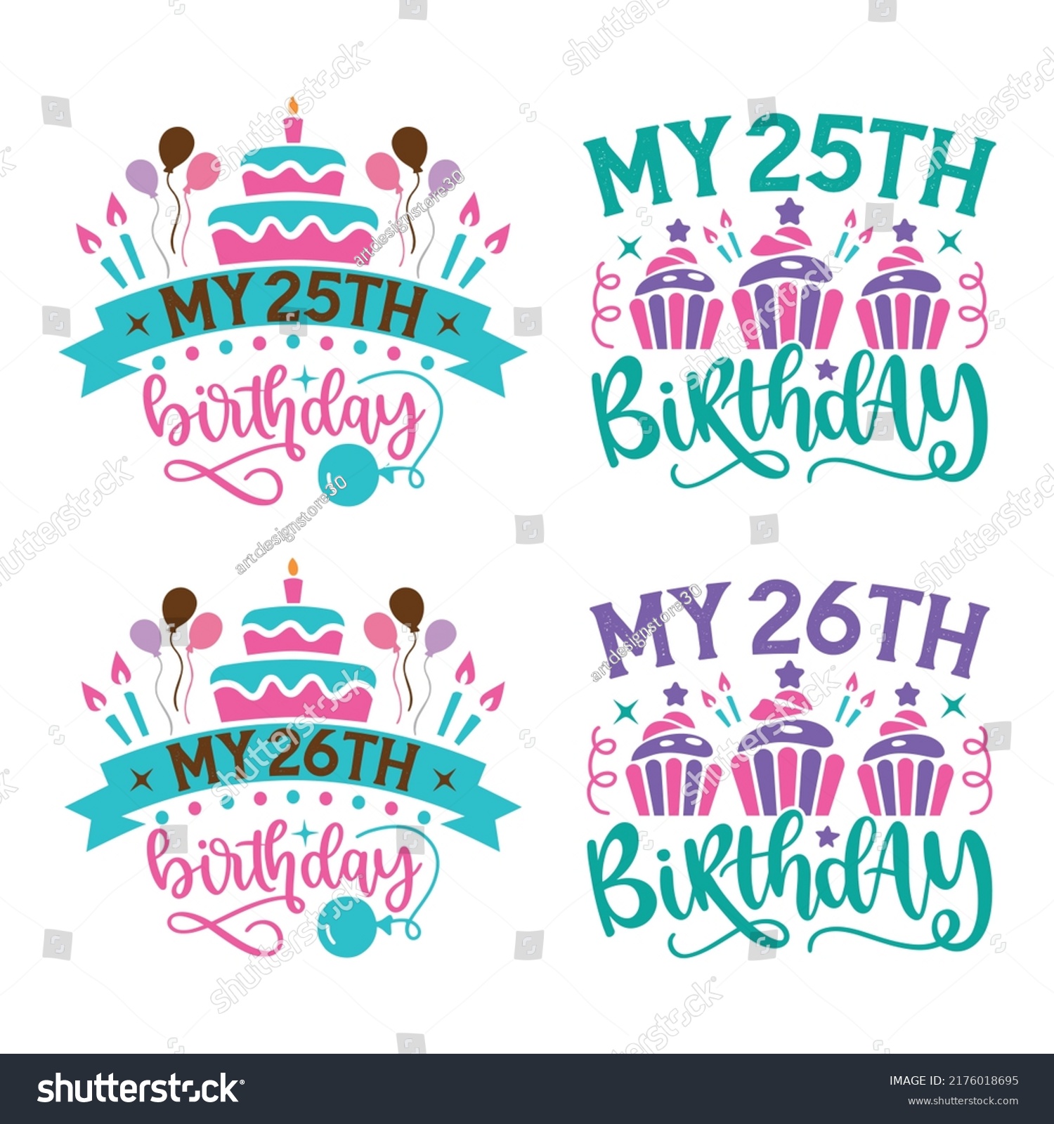 SVG of Happy Birthday T-shirt And SVG Design Bundle, Happy Birthday card design elements. Birthday party design for Vector graphic design. Vector EPS Editable File Bundle, can you download this bundle. svg
