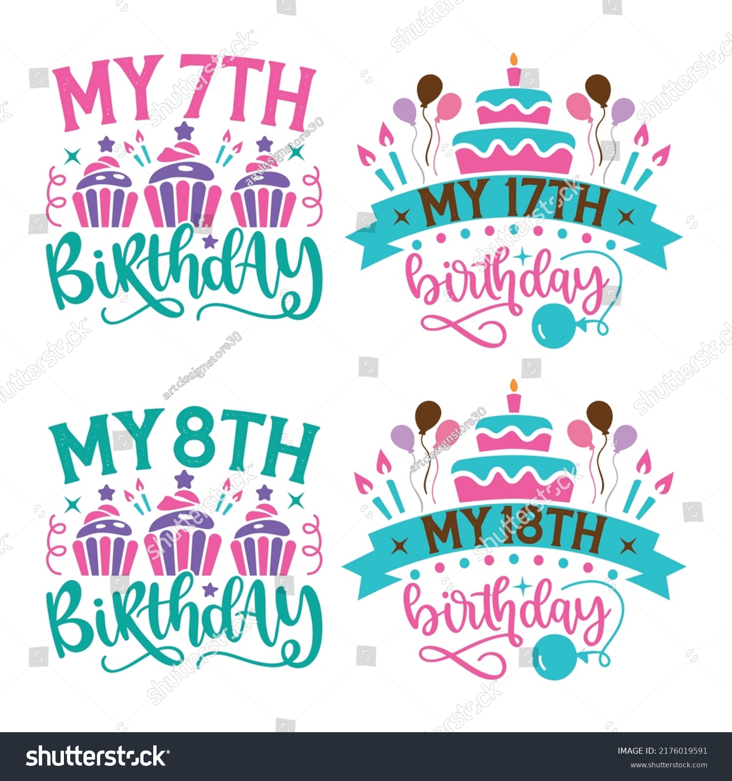 SVG of Happy Birthday T-shirt And SVG Design Bundle, Happy Birthday card design elements. Birthday party design for Vector graphic design. Vector EPS Editable File Bundle, can you download this bundle. svg