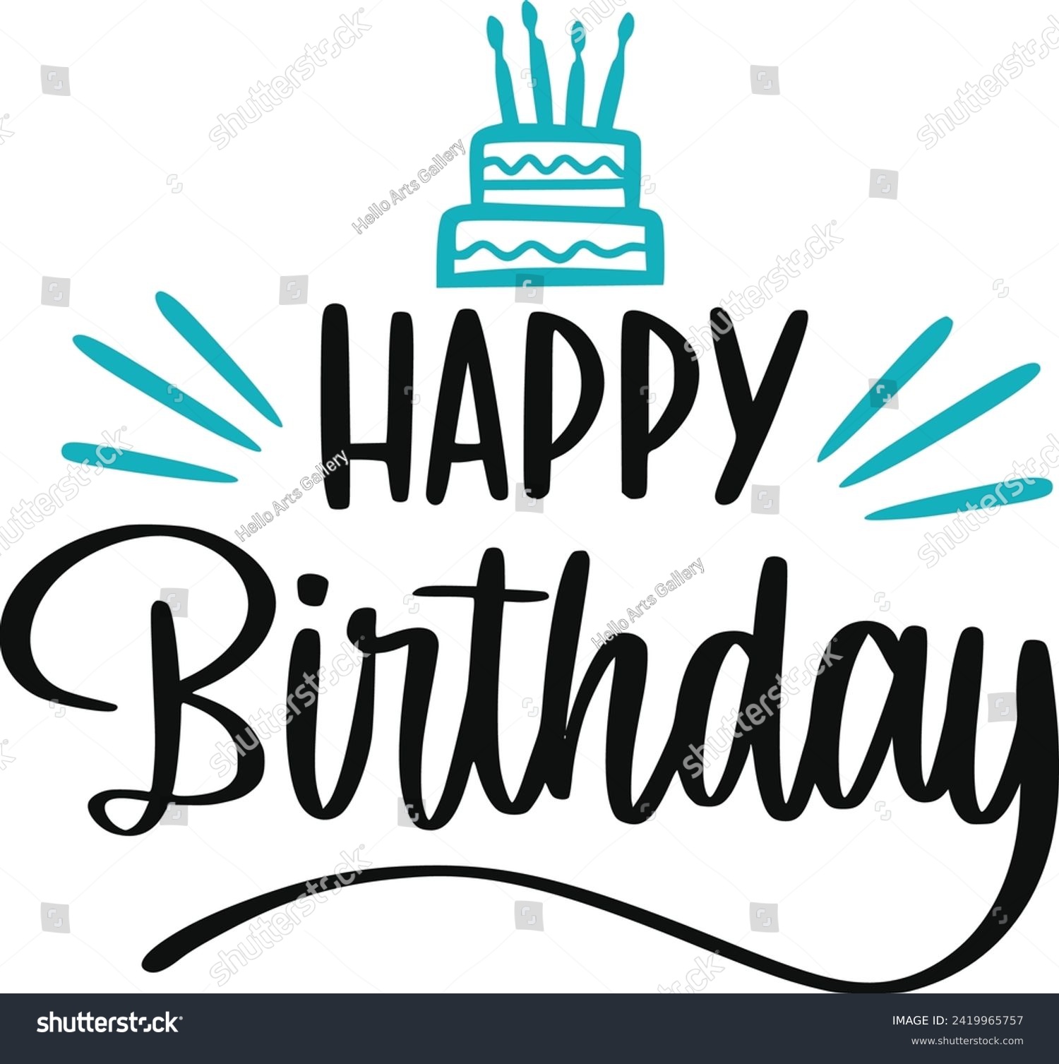 SVG of Happy Birthday T-shirt Design, Bundle, and Happy Birthday card design Birthday party design svg