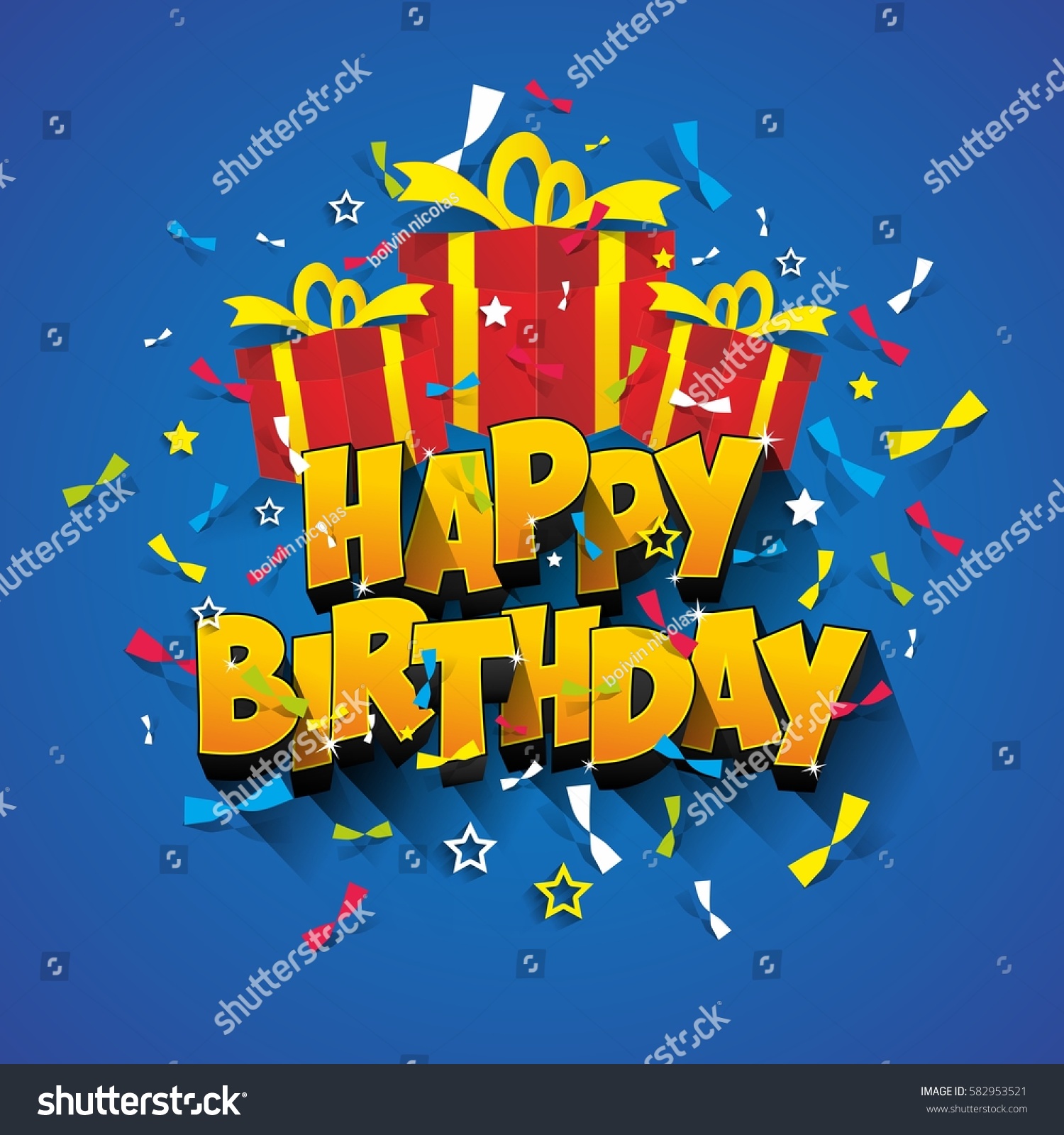 Happy Birthday Text Gift Boxes On Stock Vector 582953521 - Shutterstock