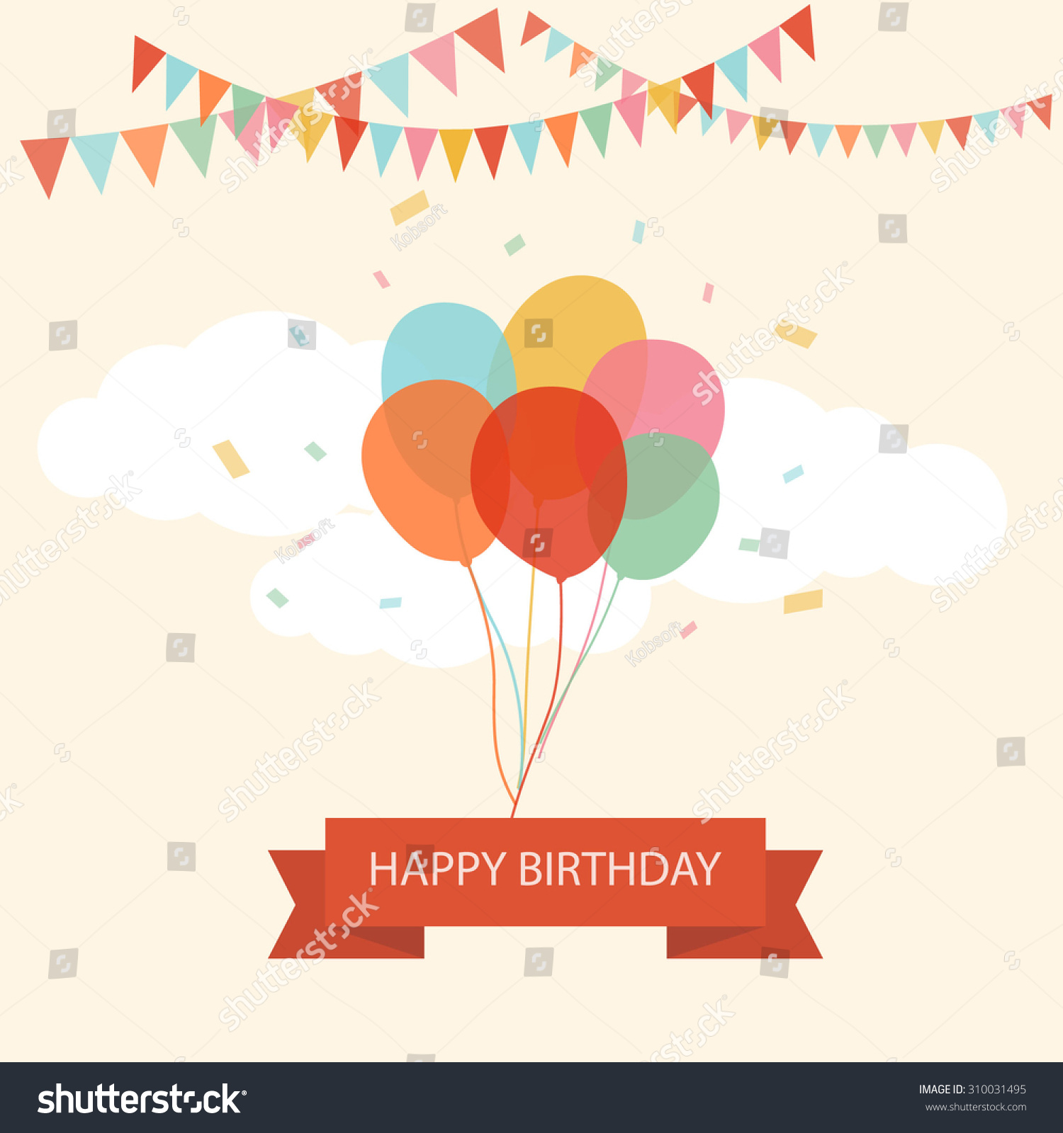 Happy Birthday Text Box Color Balloon Stock Vector 310031495 - Shutterstock