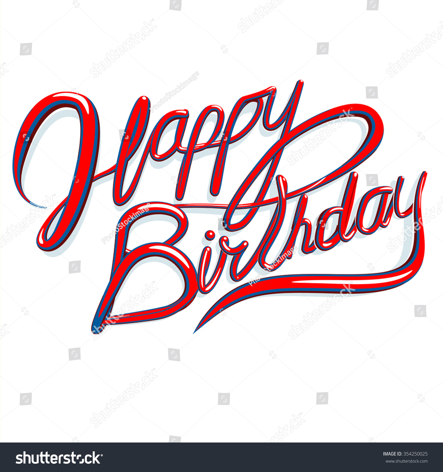 Happy Birthday Text Cursive Script Isolated On White Background ...
