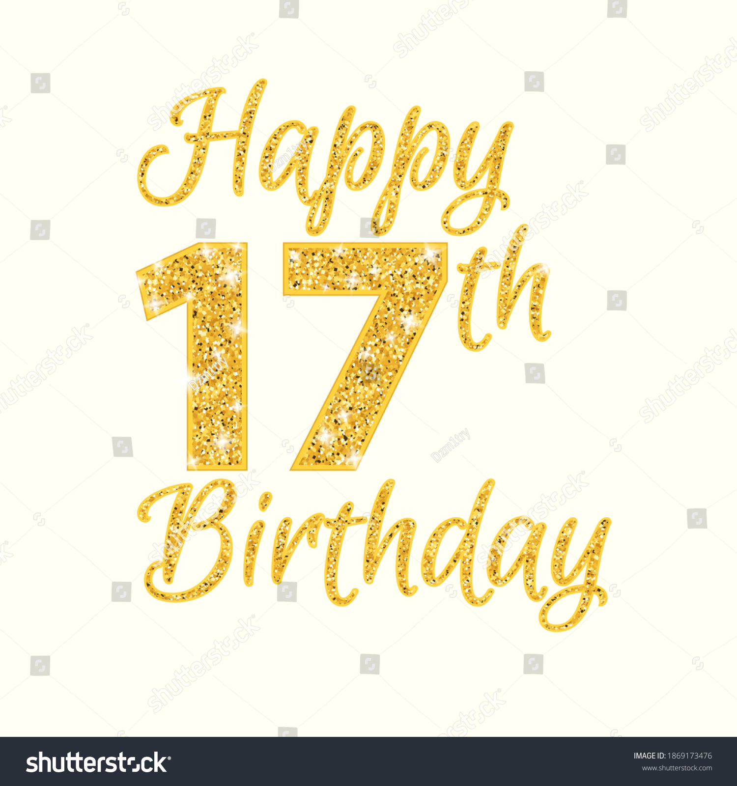 Happy Birthday 17th Glitter Greeting Card Stock Vector (Royalty Free ...