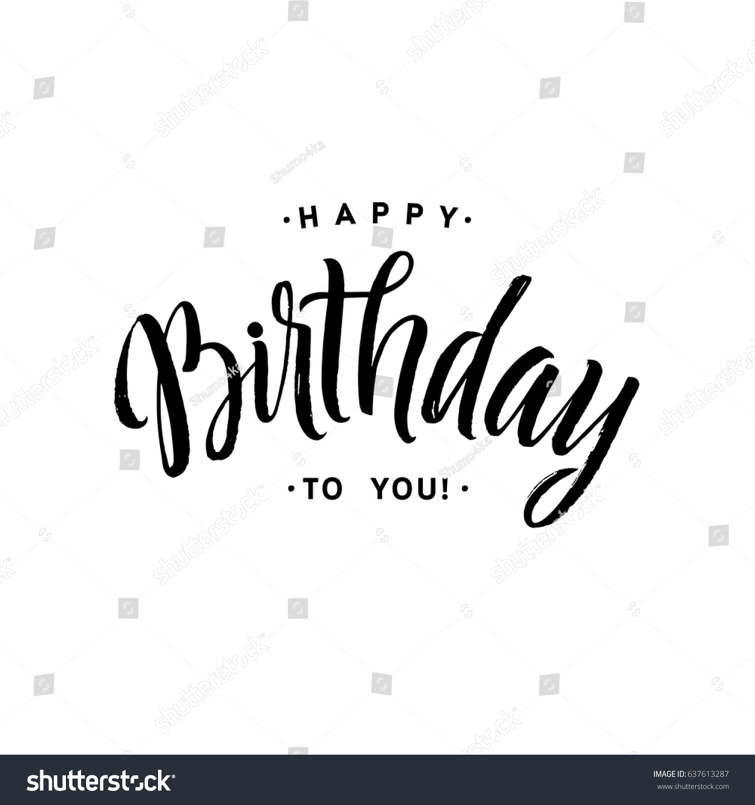 Happy Birthday You Calligraphy Greeting Card Stock Vector 