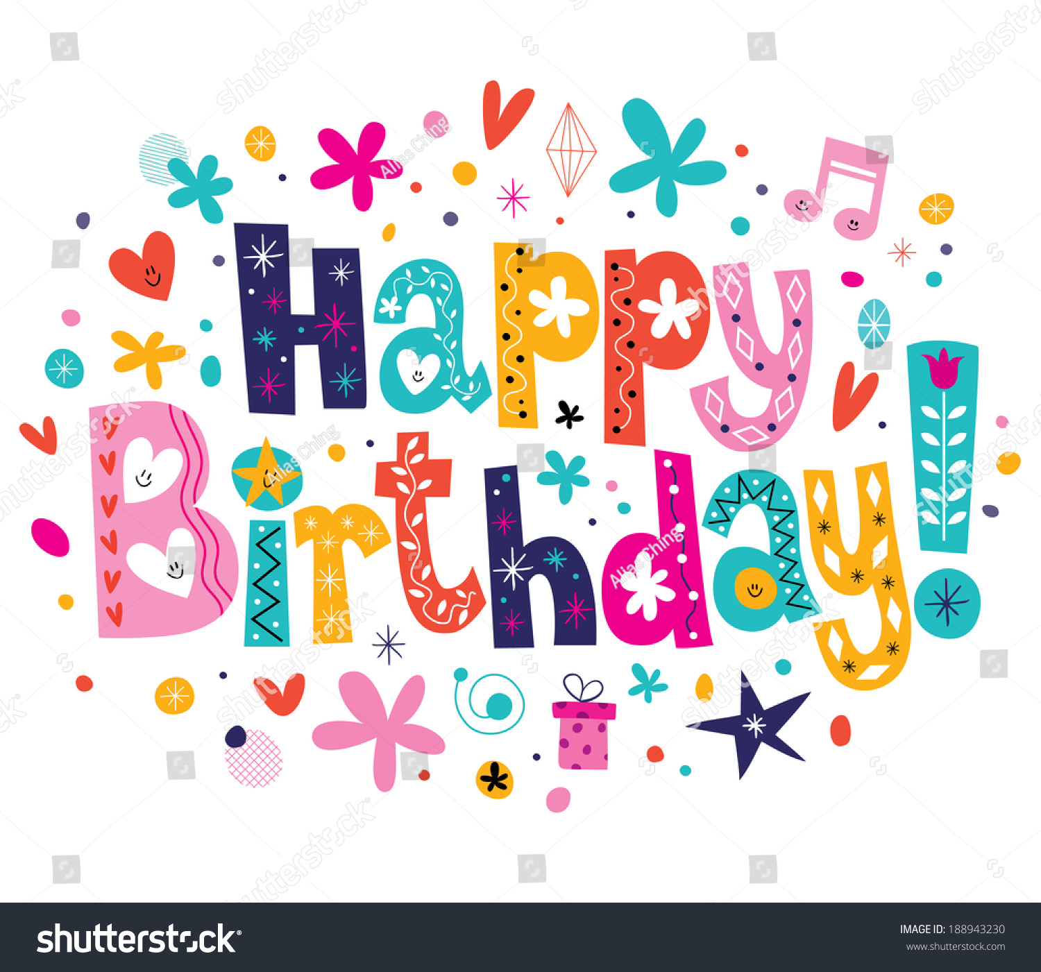 Happy Birthday Type Text Stock Vector Illustration 188943230 : Shutterstock