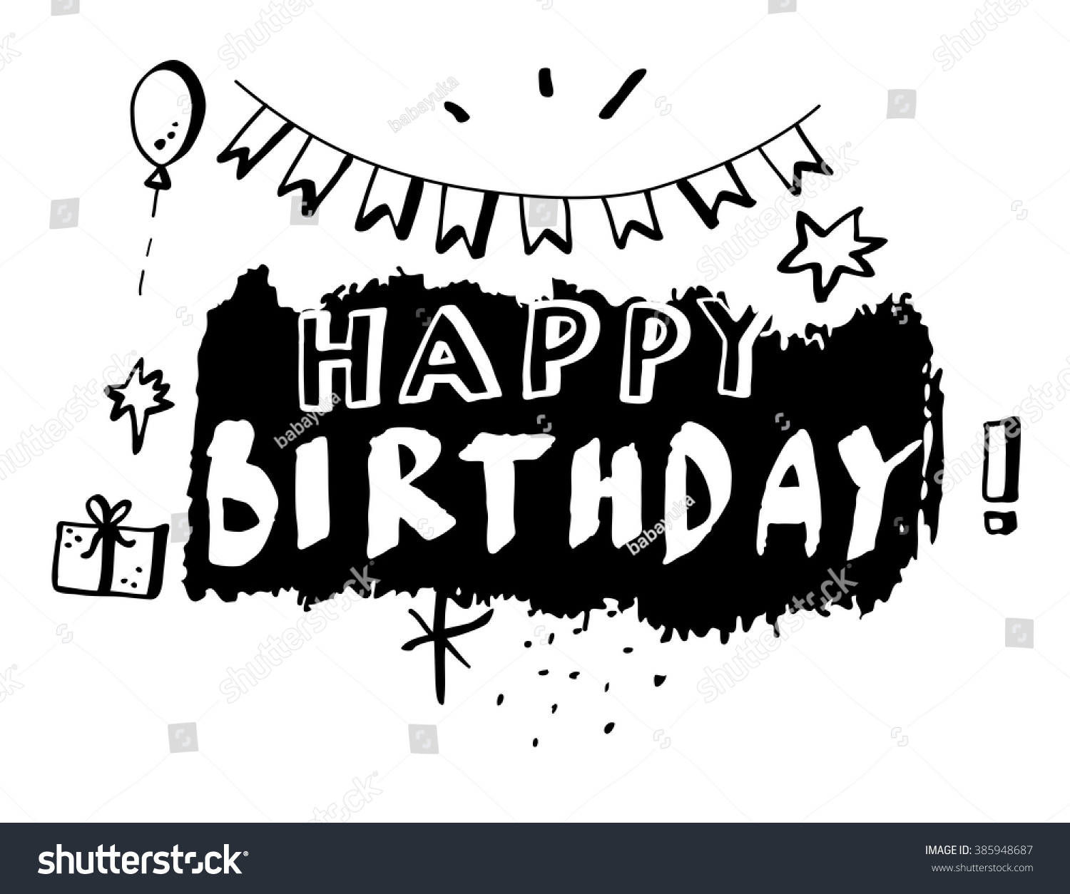 Happy Birthday Vector Hand Drawn Happy Stock Vector 385948687 ...