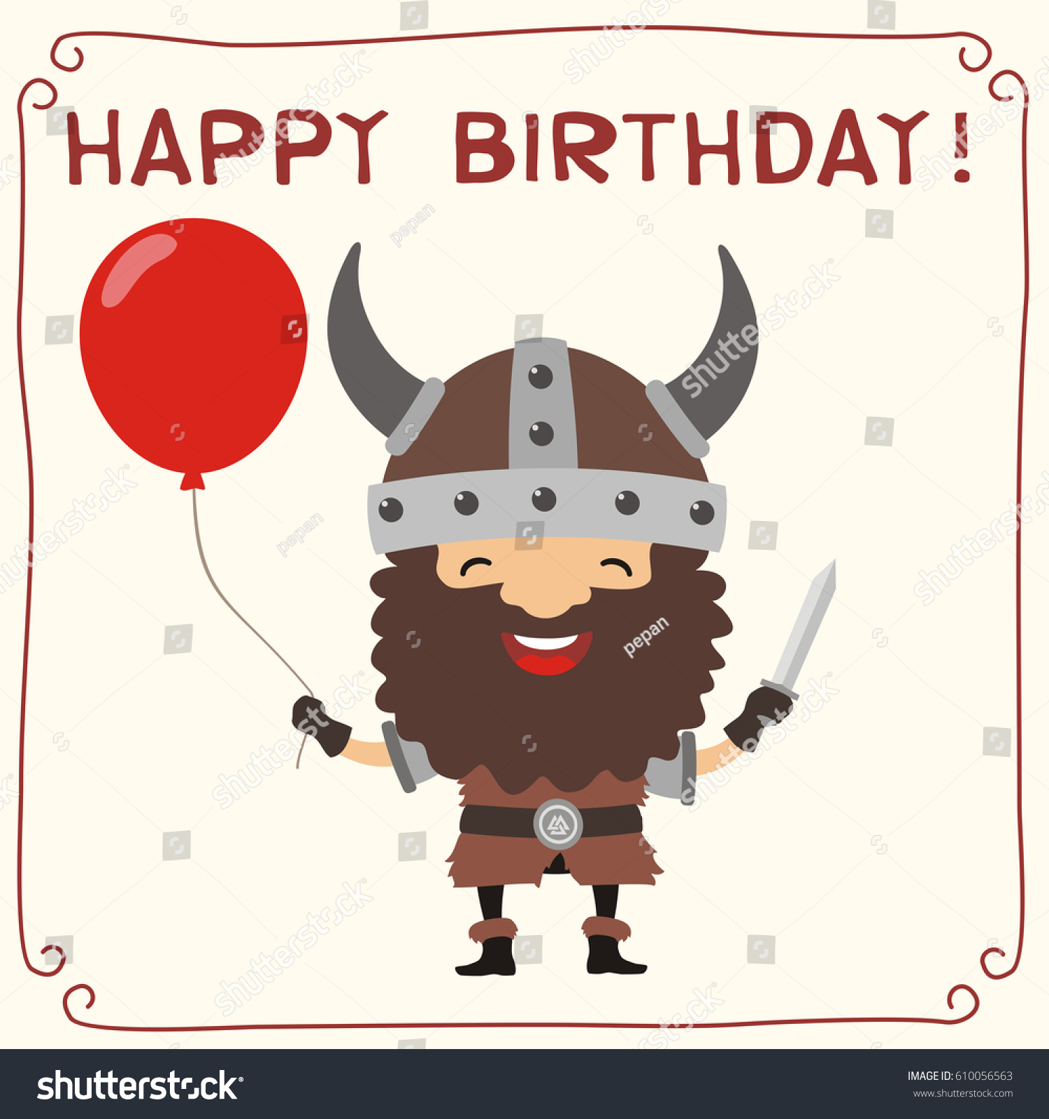 Happy Birthday Viking Helmet Horns Red Image Vectorielle De Stock Libre De Droits