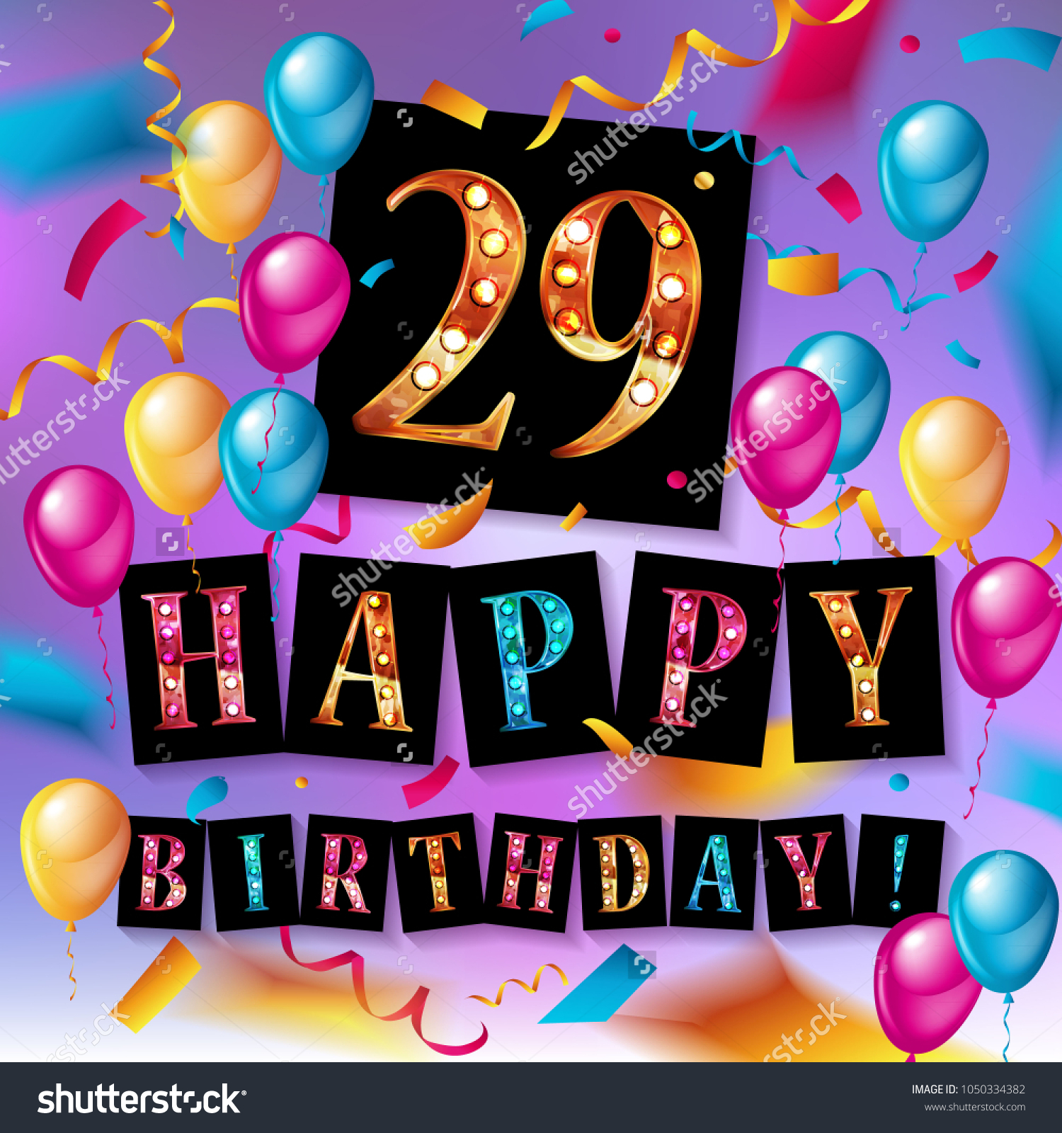 Happy Birthday 29 Years Anniversary Joy Stock Vector (Royalty Free ...