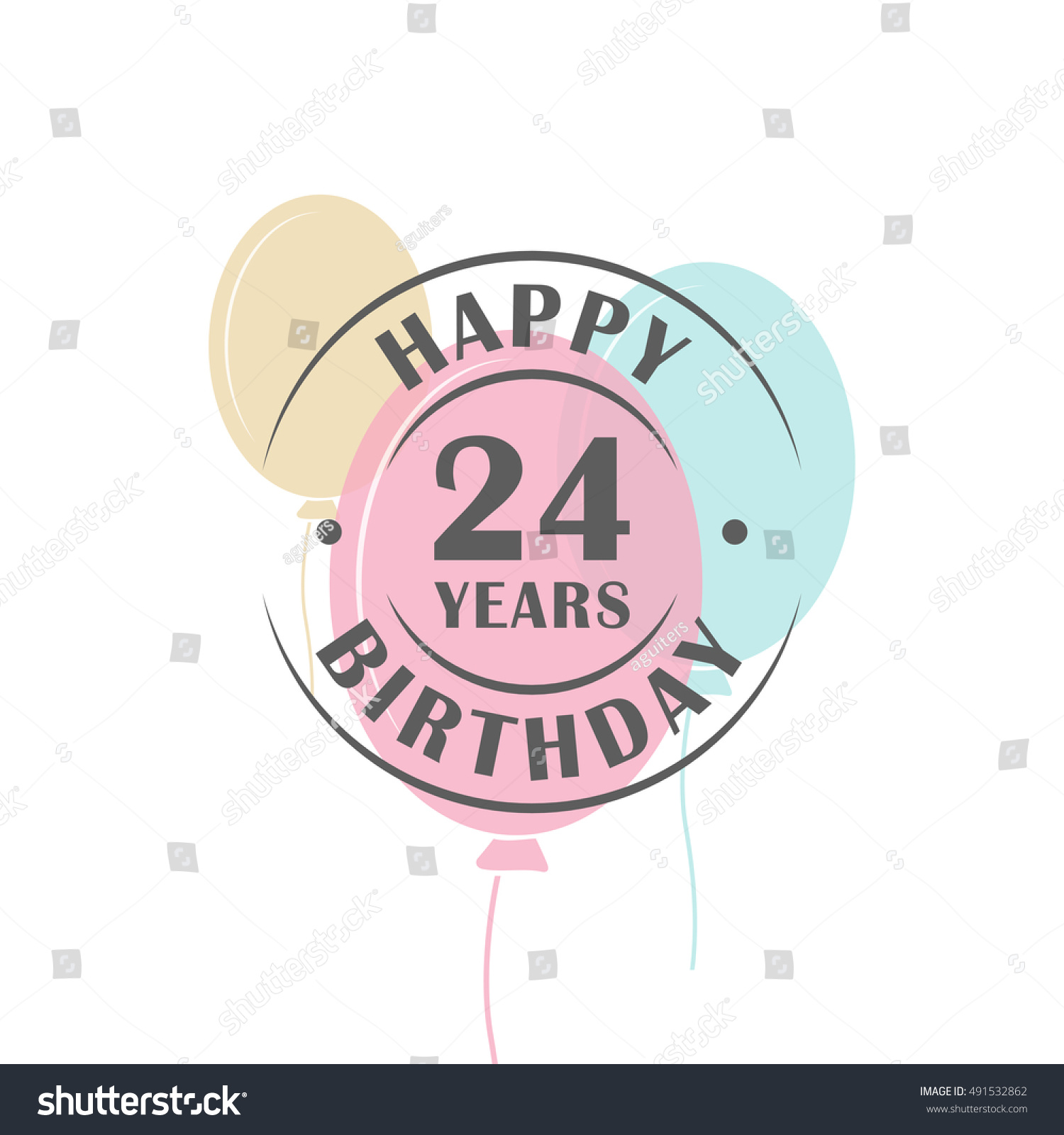 Happy Birthday 24 Years Round Logo Stock Vector (Royalty Free ...