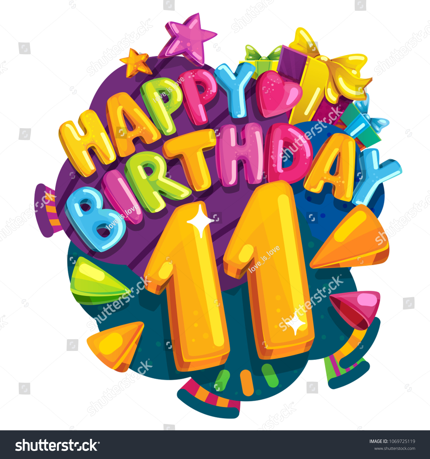 Image Vectorielle De Stock De Joyeux Anniversaire 11 Ans Illustration Vectorielle