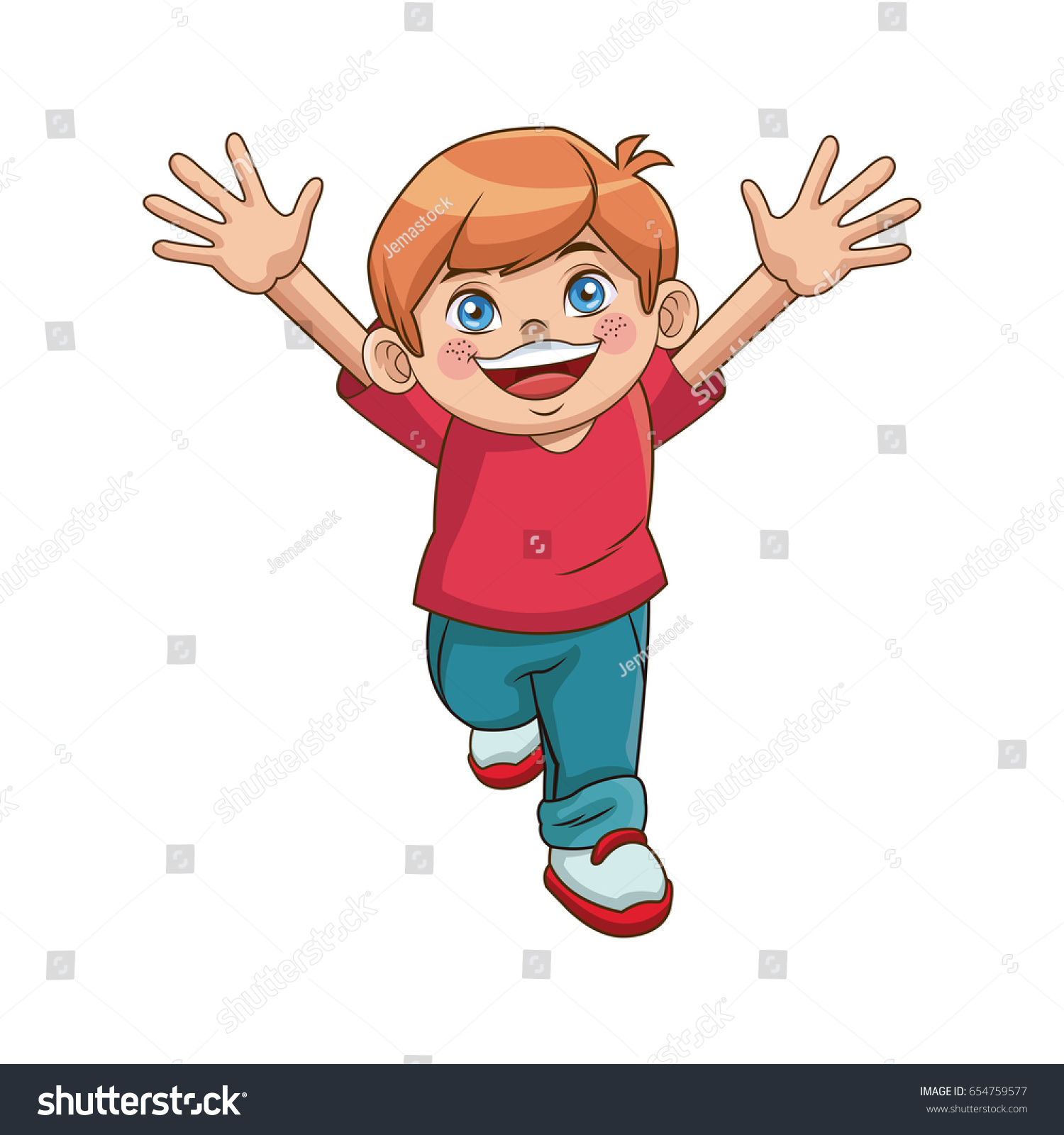 Happy Boy Cartoon Kid Emotion Smile Stock Vector (Royalty Free) 654759577