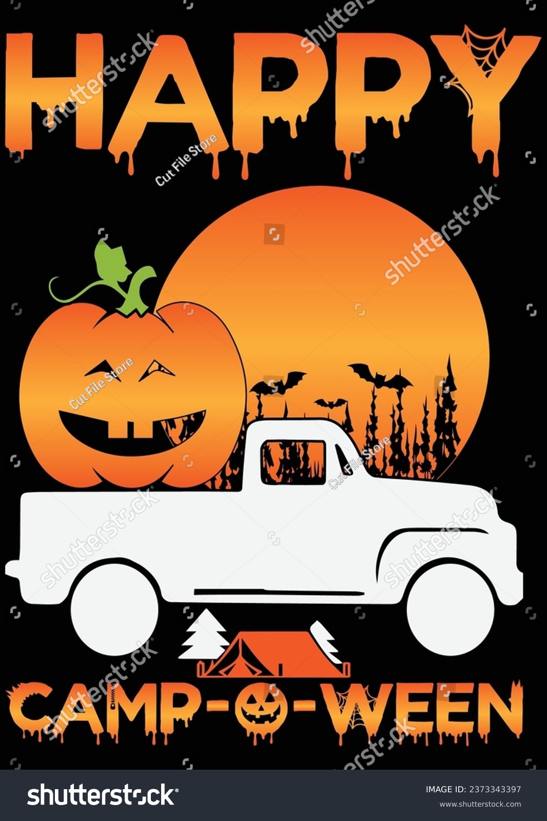 SVG of Happy Camp O Ween Camper eps cut file for cutting machine svg