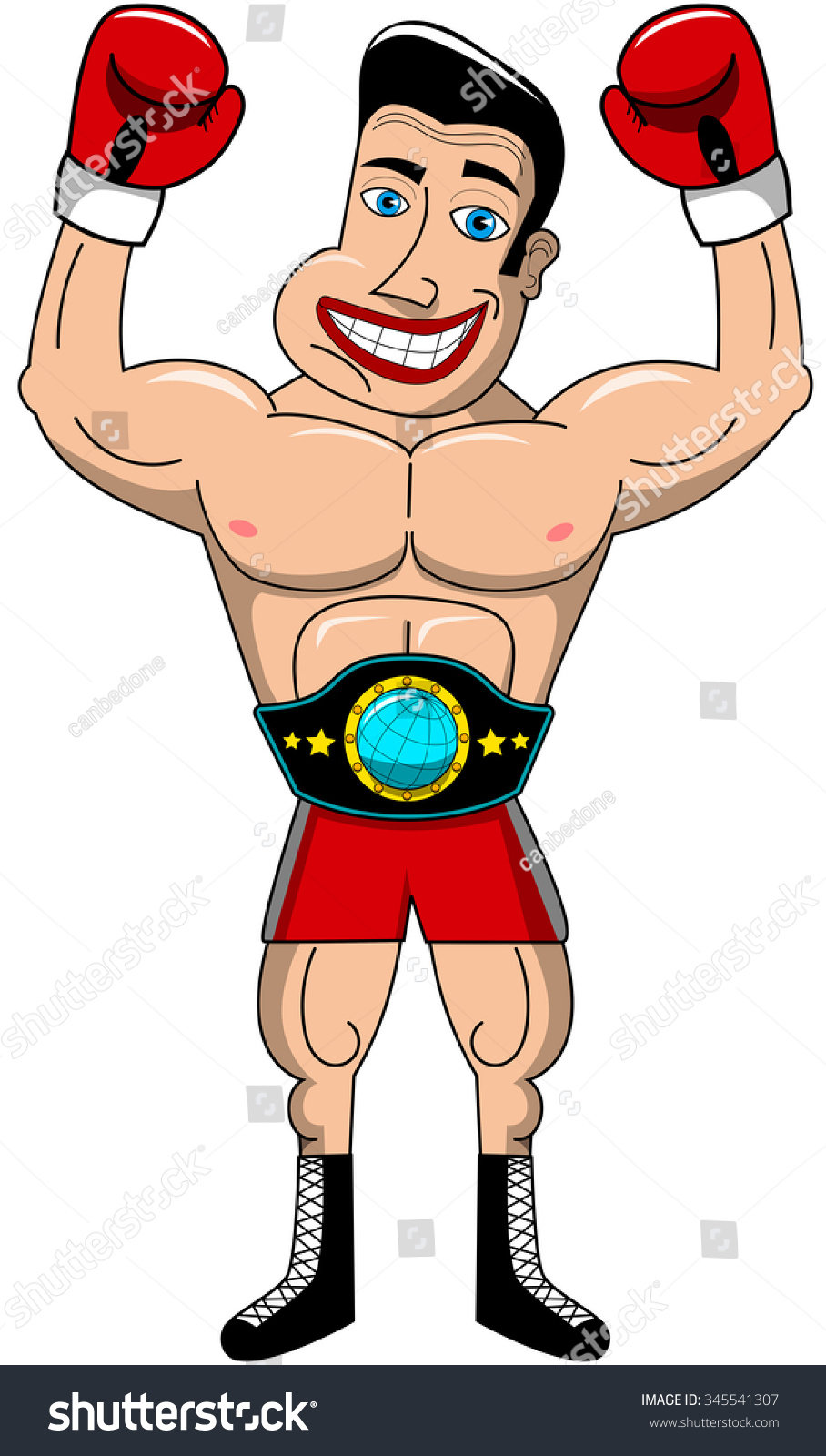 Happy Cartoon Boxer Wearing Championship Belt Stock Vector 345541307 ...