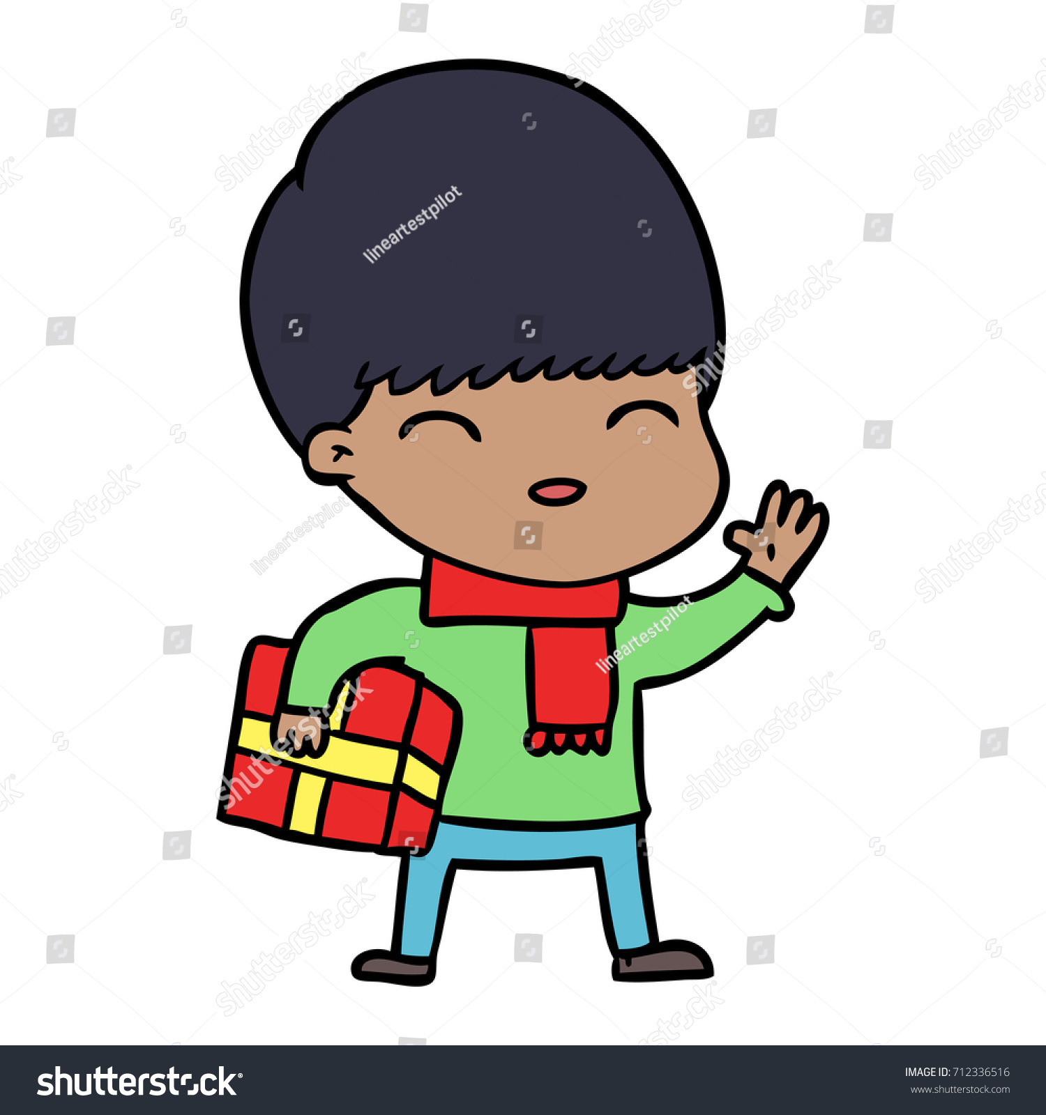 Happy Cartoon Boy Stock Vector Royalty Free 712336516