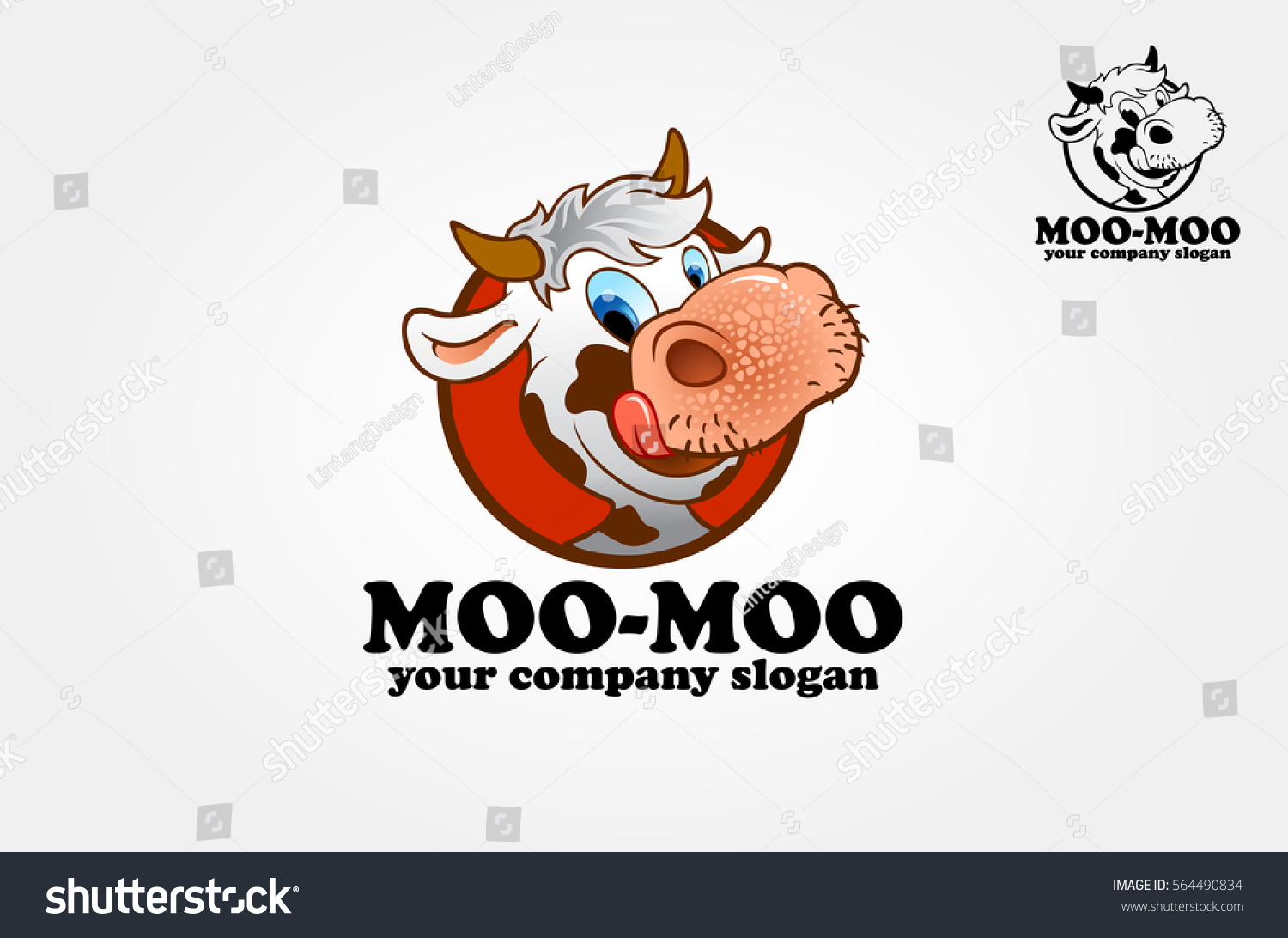 Happy Cartoon Cow Illustration Cow Sign Stock Vector 